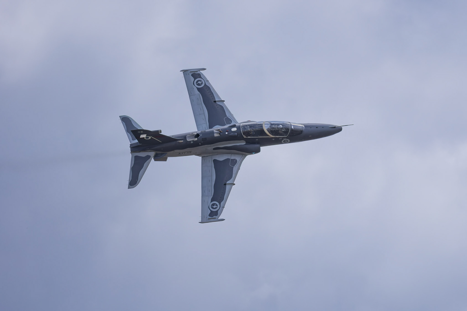 Royal Australian Air Force British Aerospace Hawk Mk.127 Lead-In Fighter [A27-08] on display at the Richmond Airshow in New South Wales, Australia