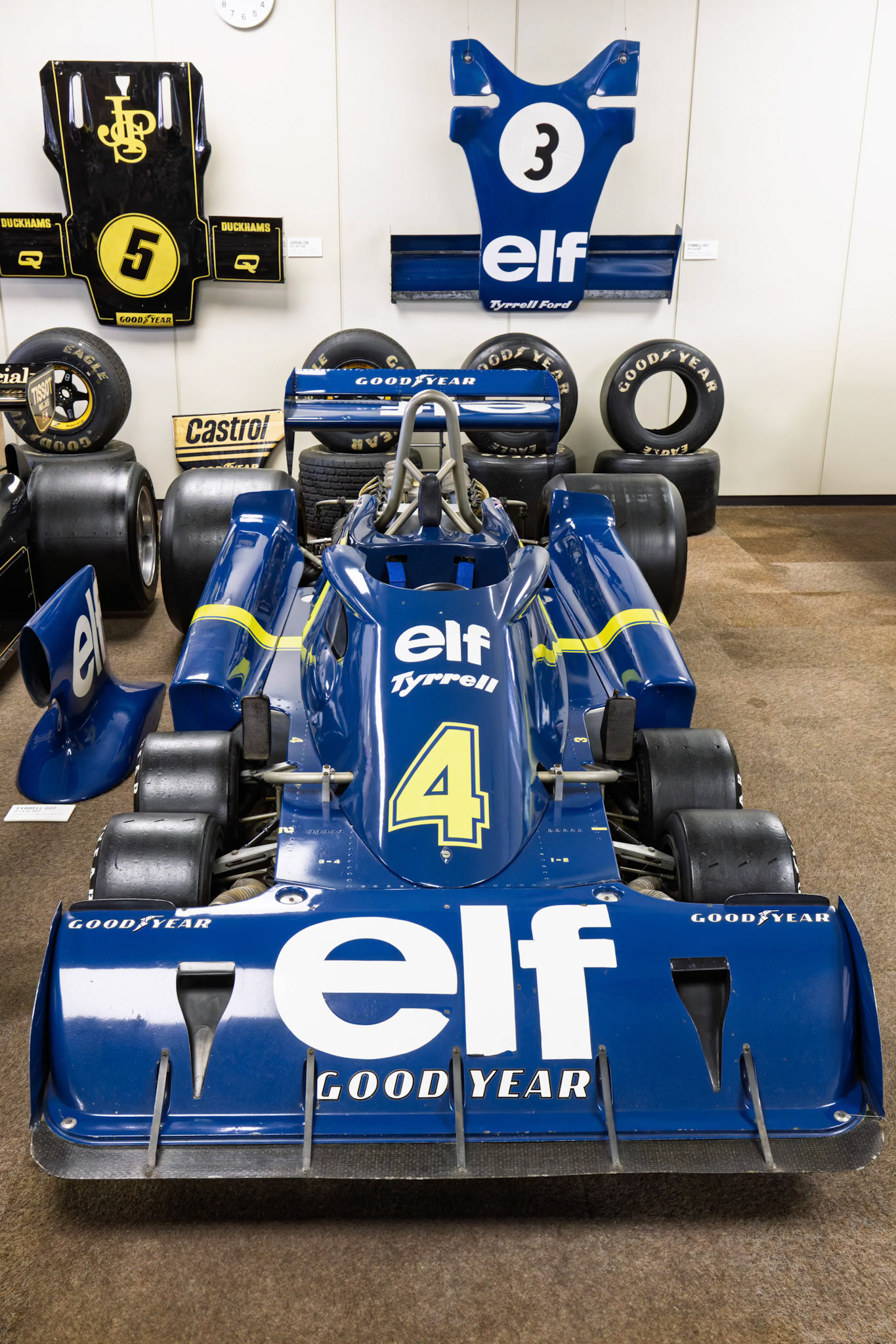 Patrick Depailler's Tyrell P34 Six Wheeler Car 4 from the 1976 F1 Season at the Tamiya Corporate Headquarters in Suruga Ward, Shizuoka, Japan