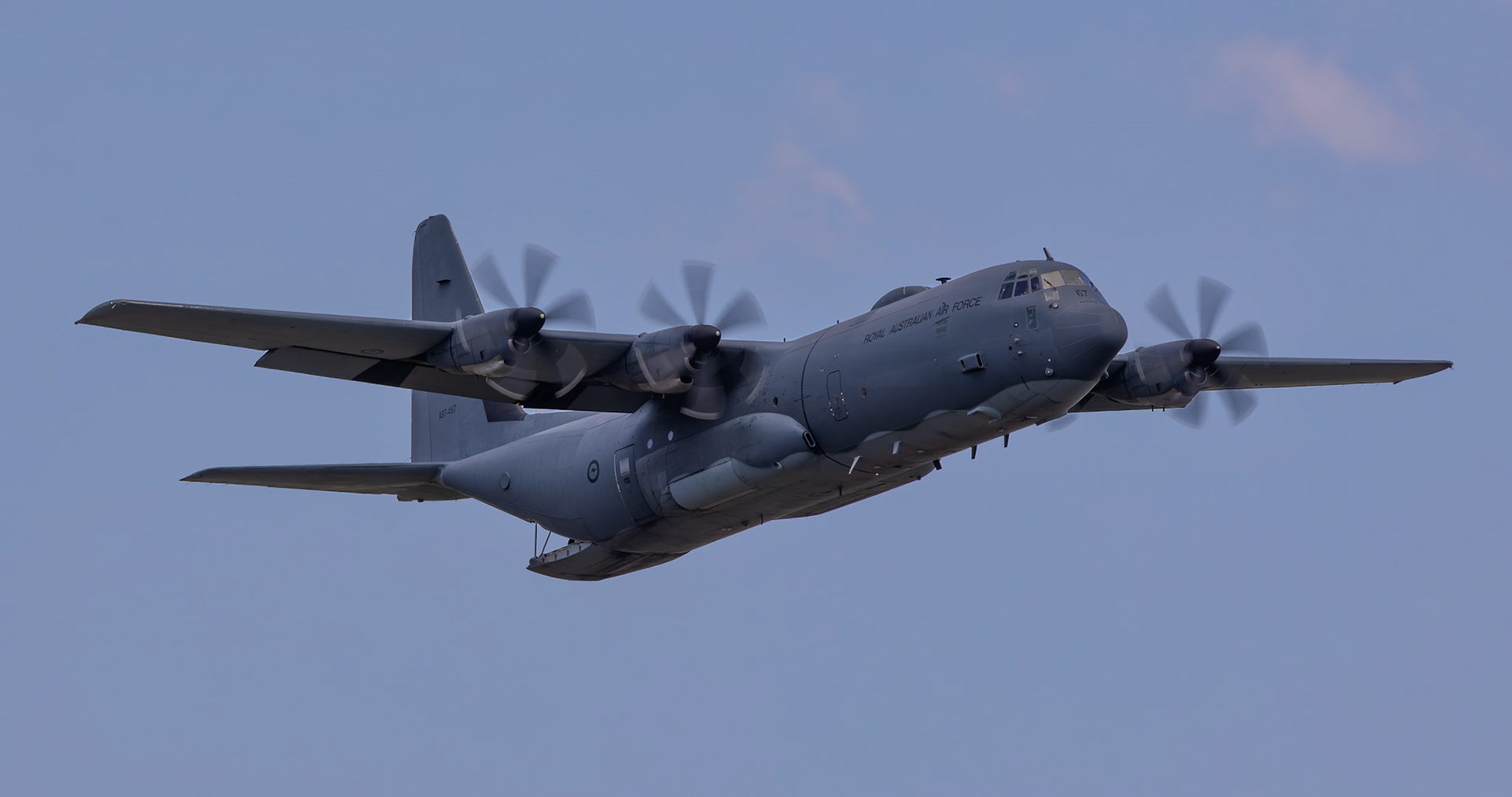 Royal Australian Air Force Lockheed Martin C-130J-30 Super Hercules [A97-467] on display at the Richmond Airshow in New South Wales, Australia