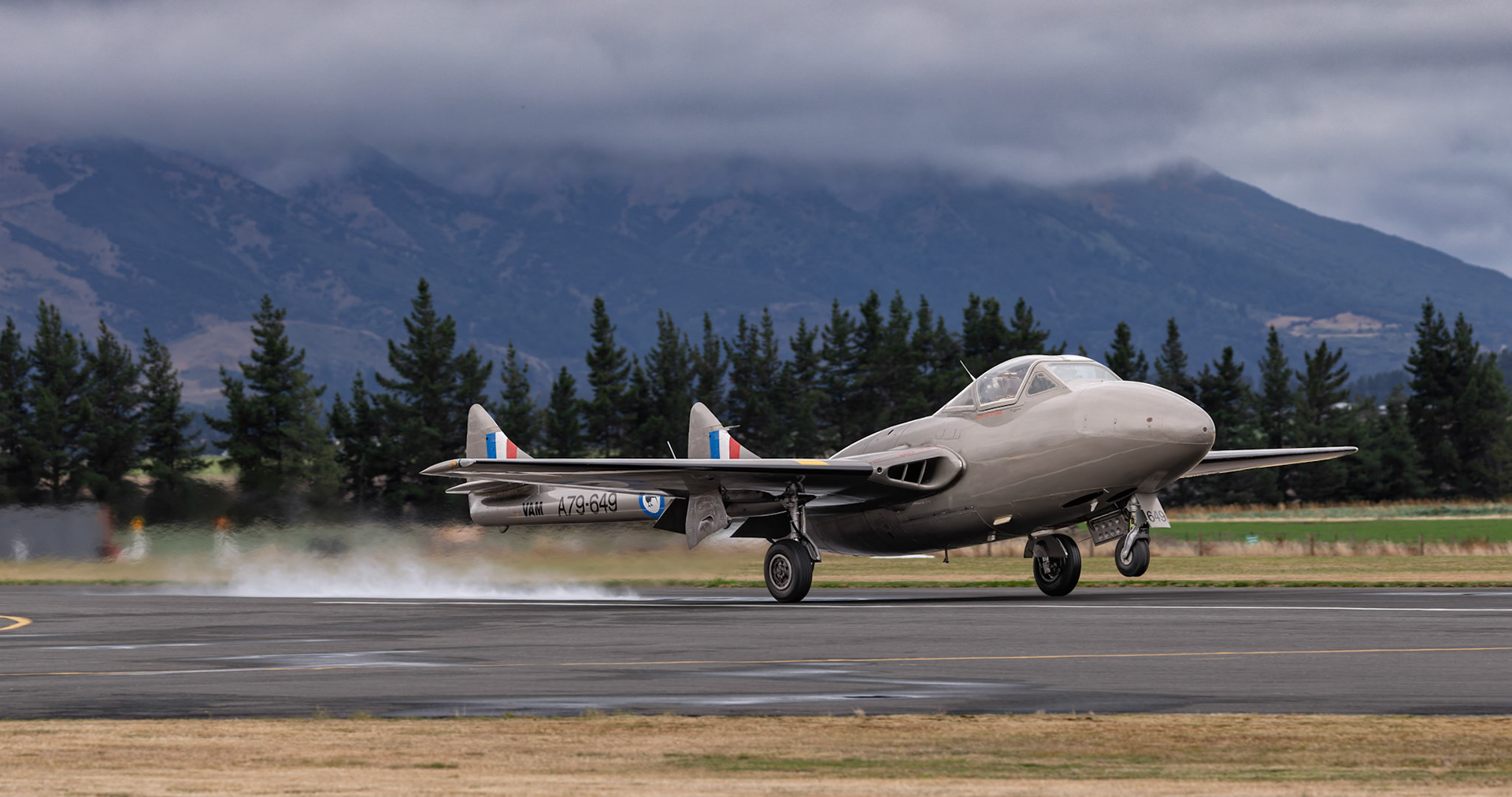 De Havilland DH-115 Vampire Mk35 [ZK-VAM] on display at Warbirds over Wanaka, New Zealand
