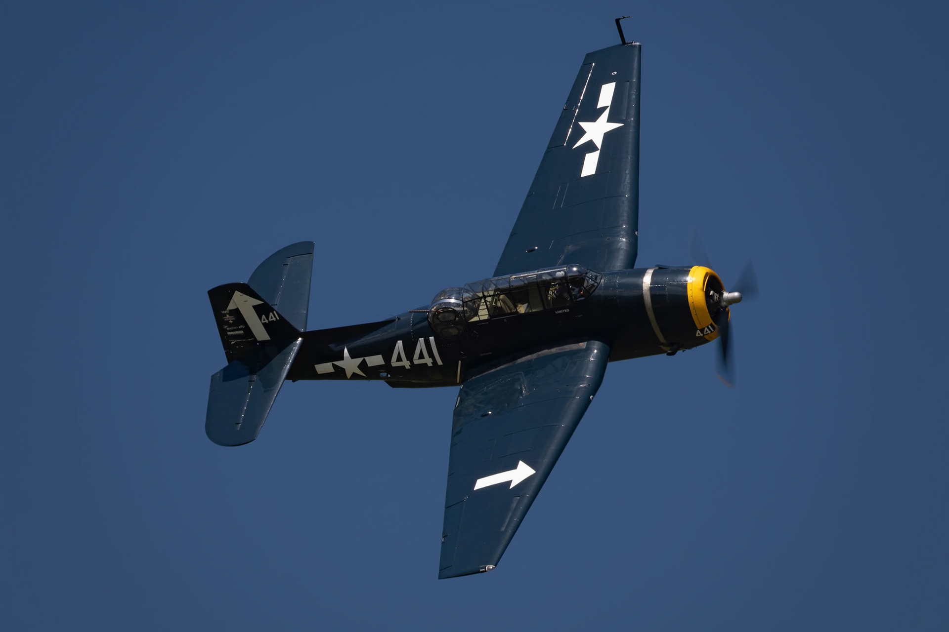 Matt Henderson in the TBM Avenger [VH-MML] at the Barrington Coast Airshow in Taree, New South Wales, Australia. 9th of November, 2024