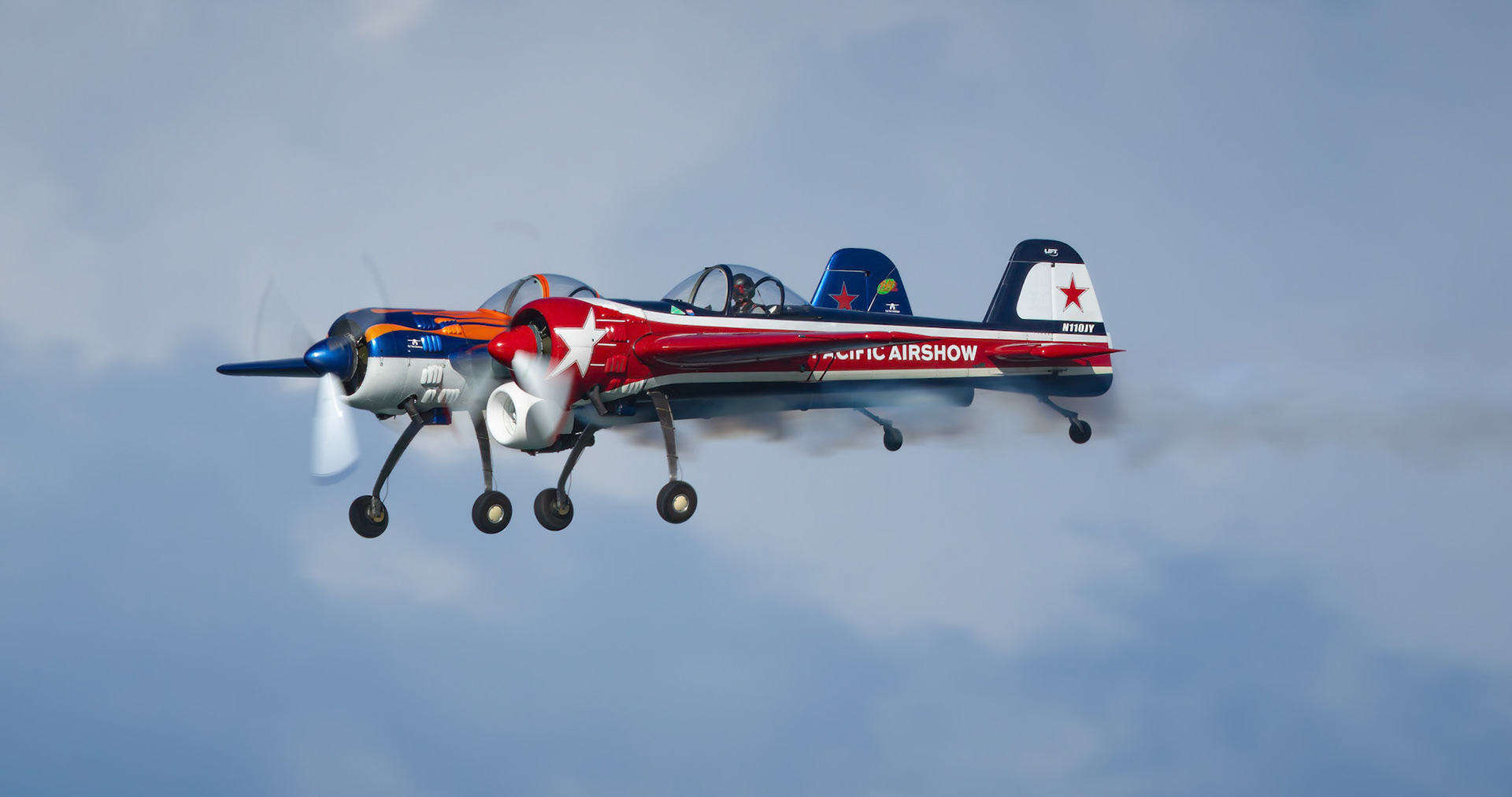 Jeff Boerboon in the YAK 110 on display at the Pacific Airshow on the Gold Coast, Australia