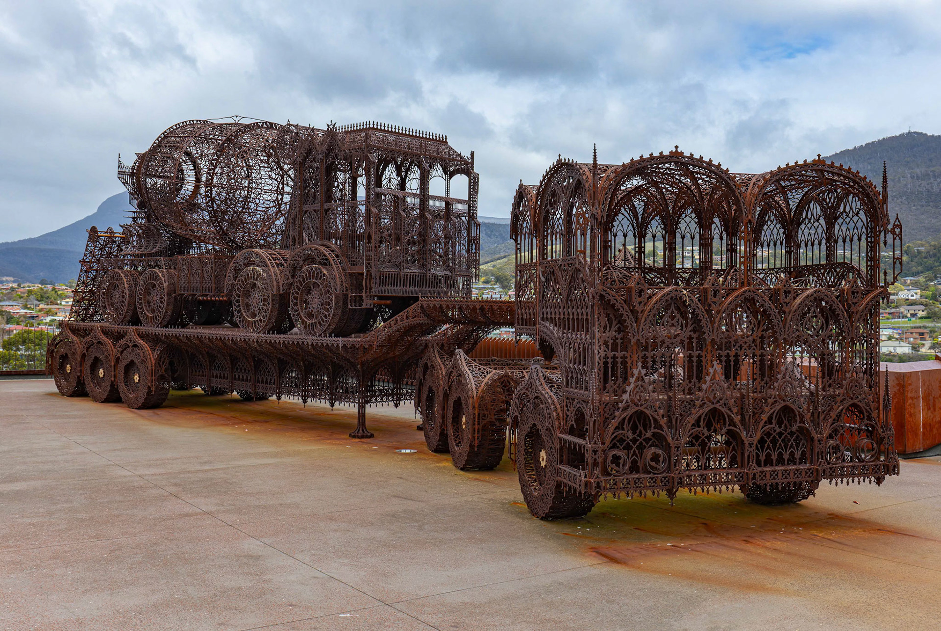 A piece of Art on the outside of the Museum of Old and New Art (MONA) in Hobart, Tasmania