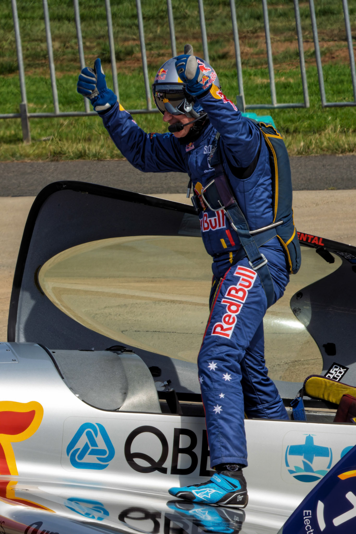 Matt Hall from Matt Hall Racing and Will Brown from Red Bull Ampol Racing during a demostration at the Avalon Airshow in Victoria, Australia