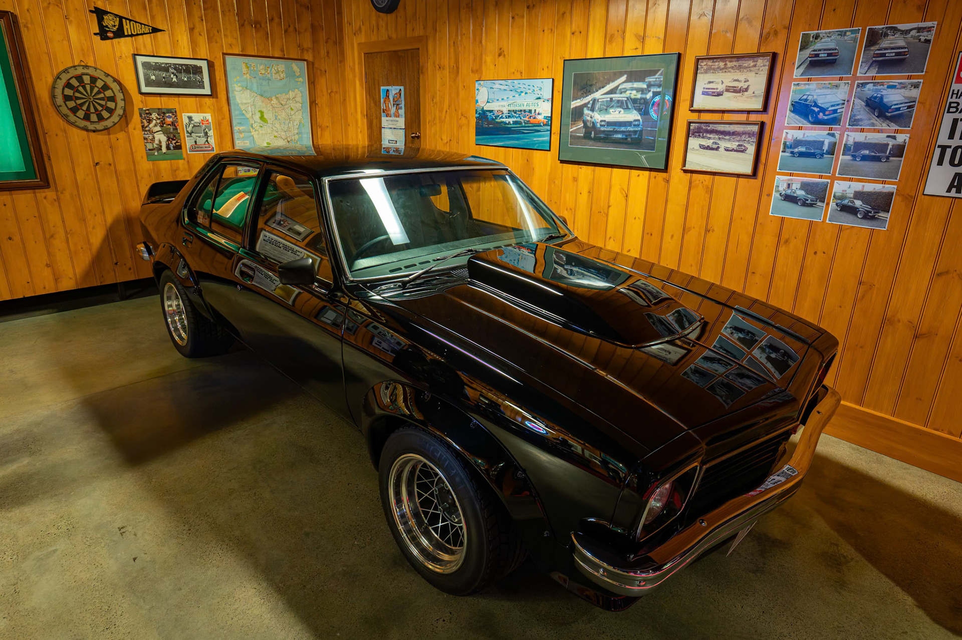 Holden Torana (LX) SLR 5000 A9X Sedan (a hotted-up Torana) 1977 display inside the Museum of Old and New Art (MONA) in Hobart, Tasmania