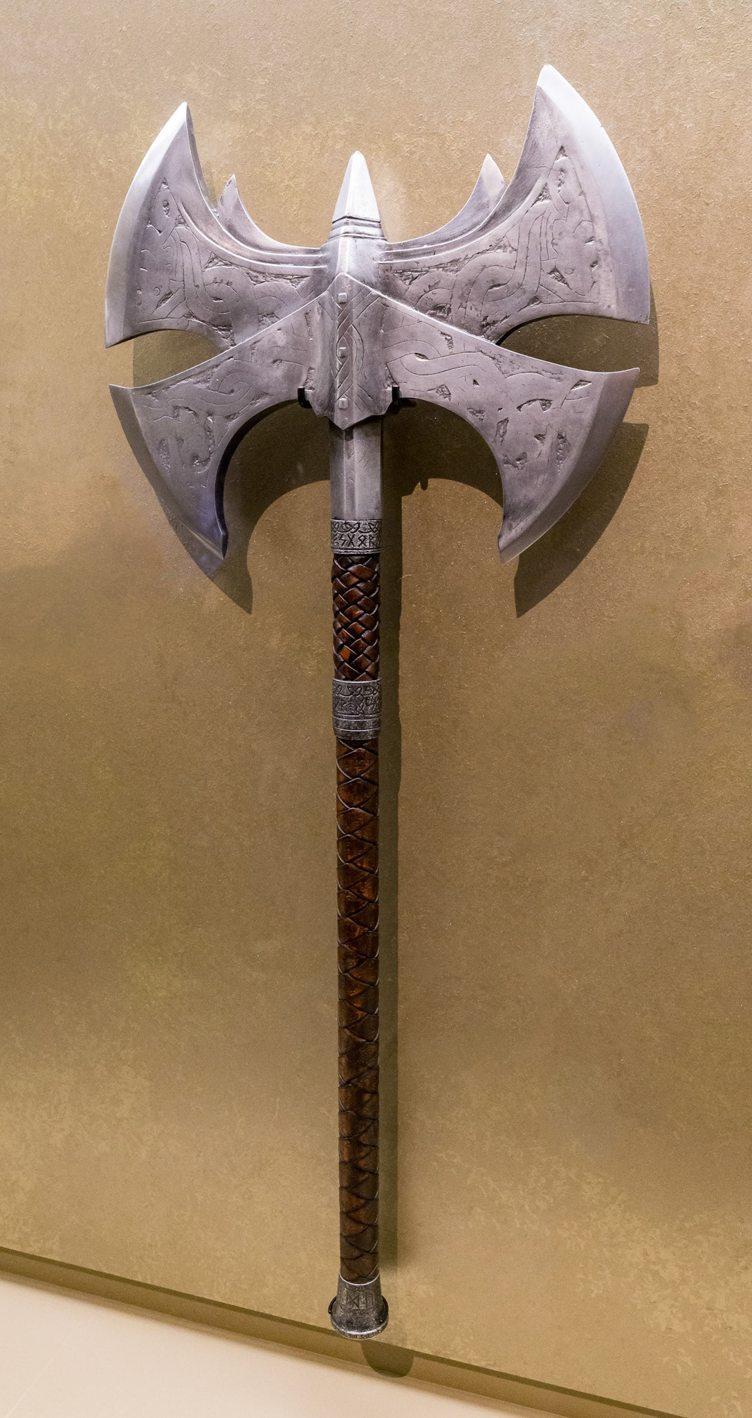 Weapon prop from the Thor movie at GOMA for the Marvel Exhibition, Brisbane