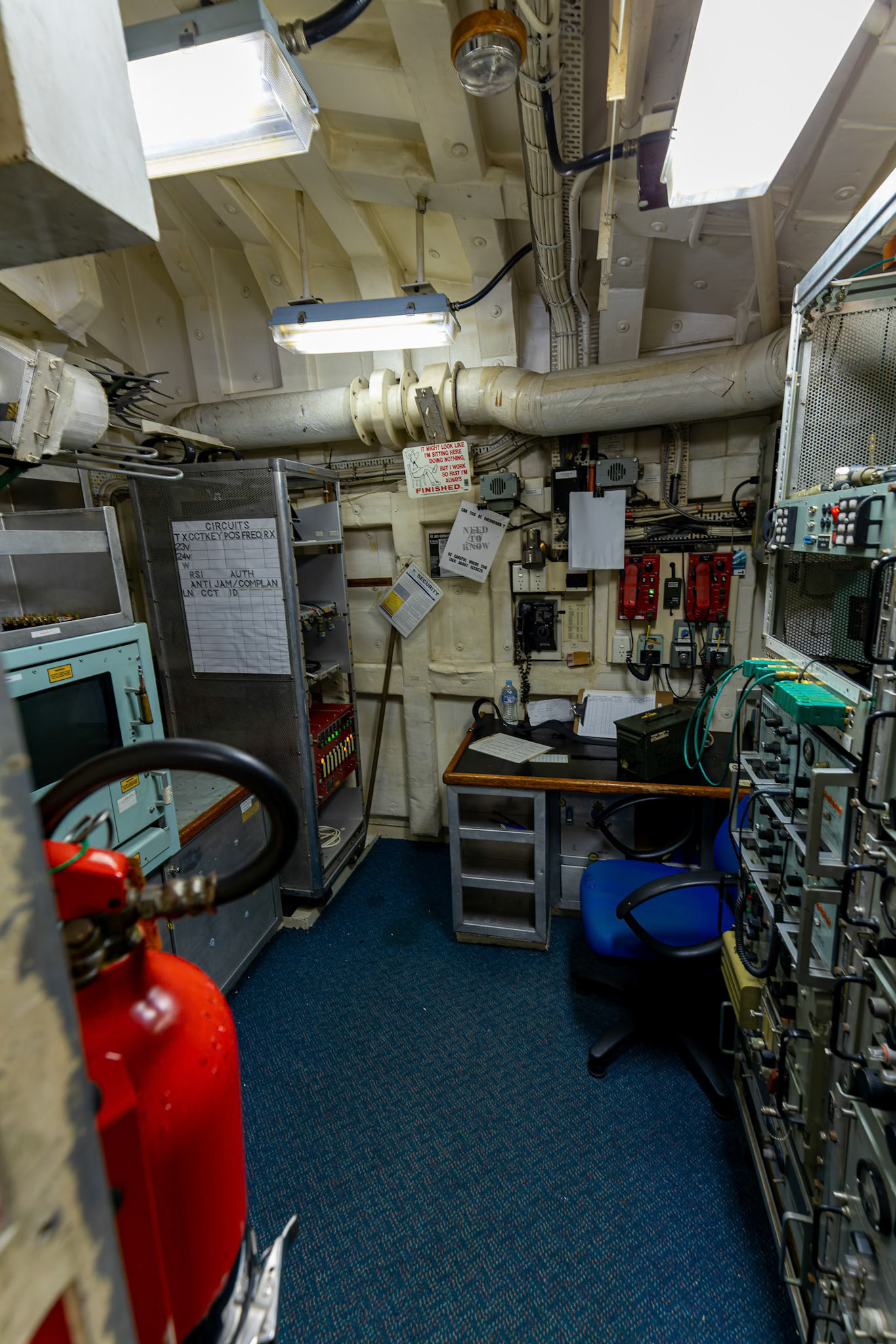 Onboard the HMAS Gladstone and in the ships radio room, in Gladstone, Australia