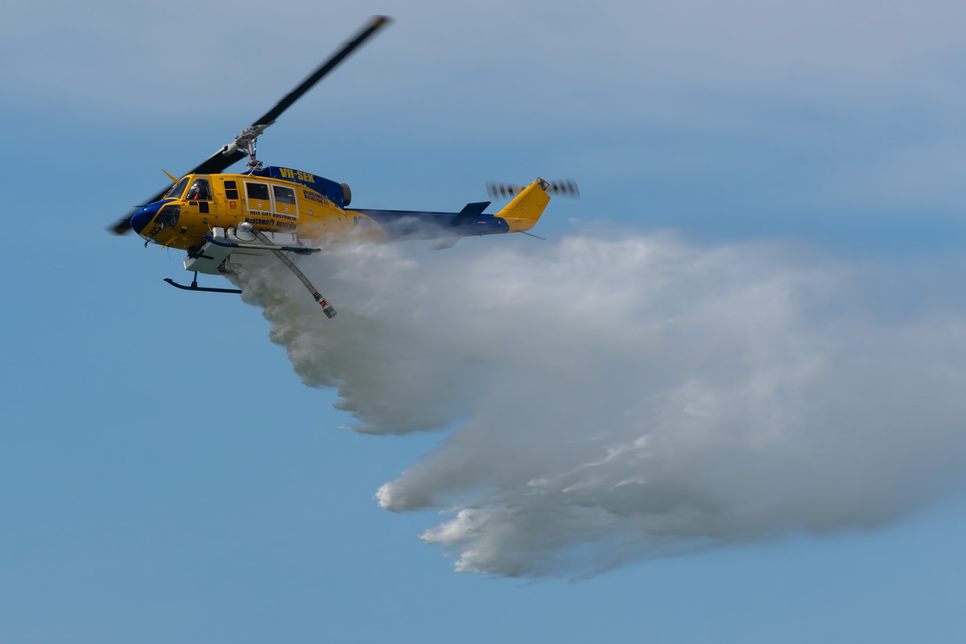 Bell 214B-1 as part of the Queensland Fire Department Air Attack Demo at the Pacific Airshow on the Gold Coast, Australia