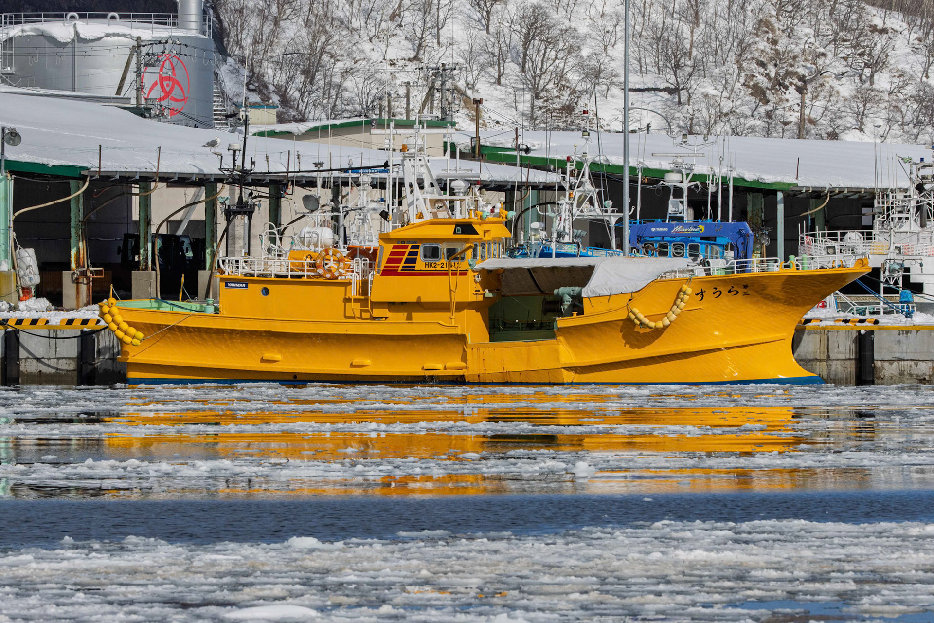 Fishing boat in dock at Rausu Fishing Port on the Island of Hokkaido, Japan