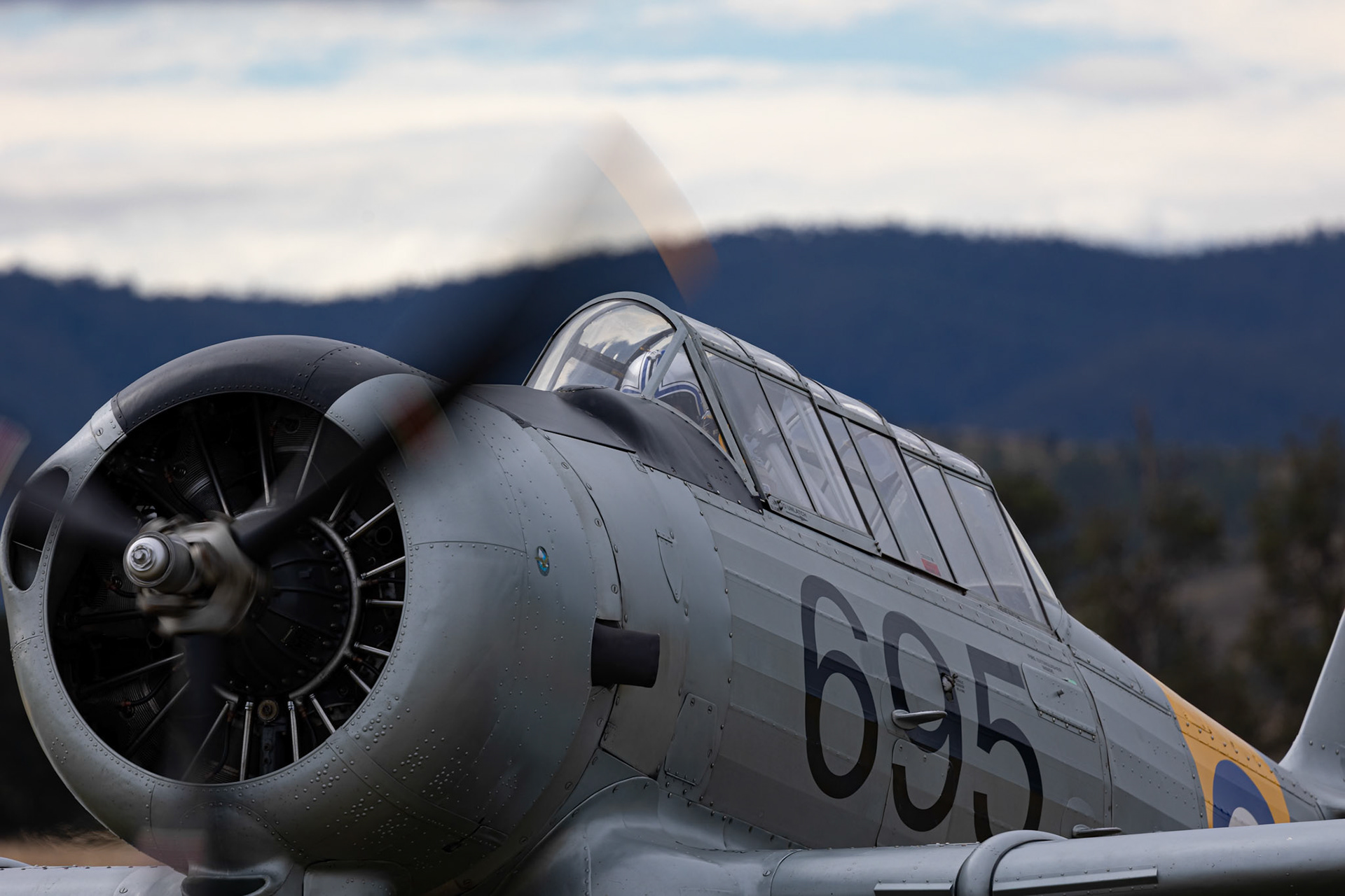 The CA-16 Wirraway preparing to take off at the 2022 Brisbane Airshow at Watts Bridge Memorial Airport, Australia
