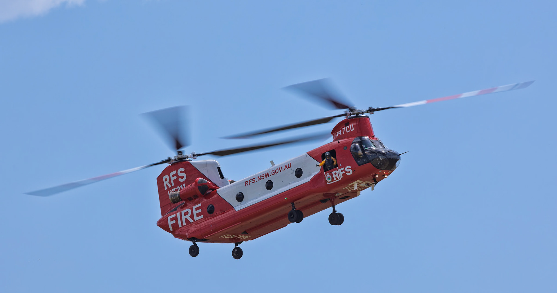 Rural Fire Service Boeing CH-47D Chinook [N47CU] on display at the Richmond Airshow in New South Wales, Australia