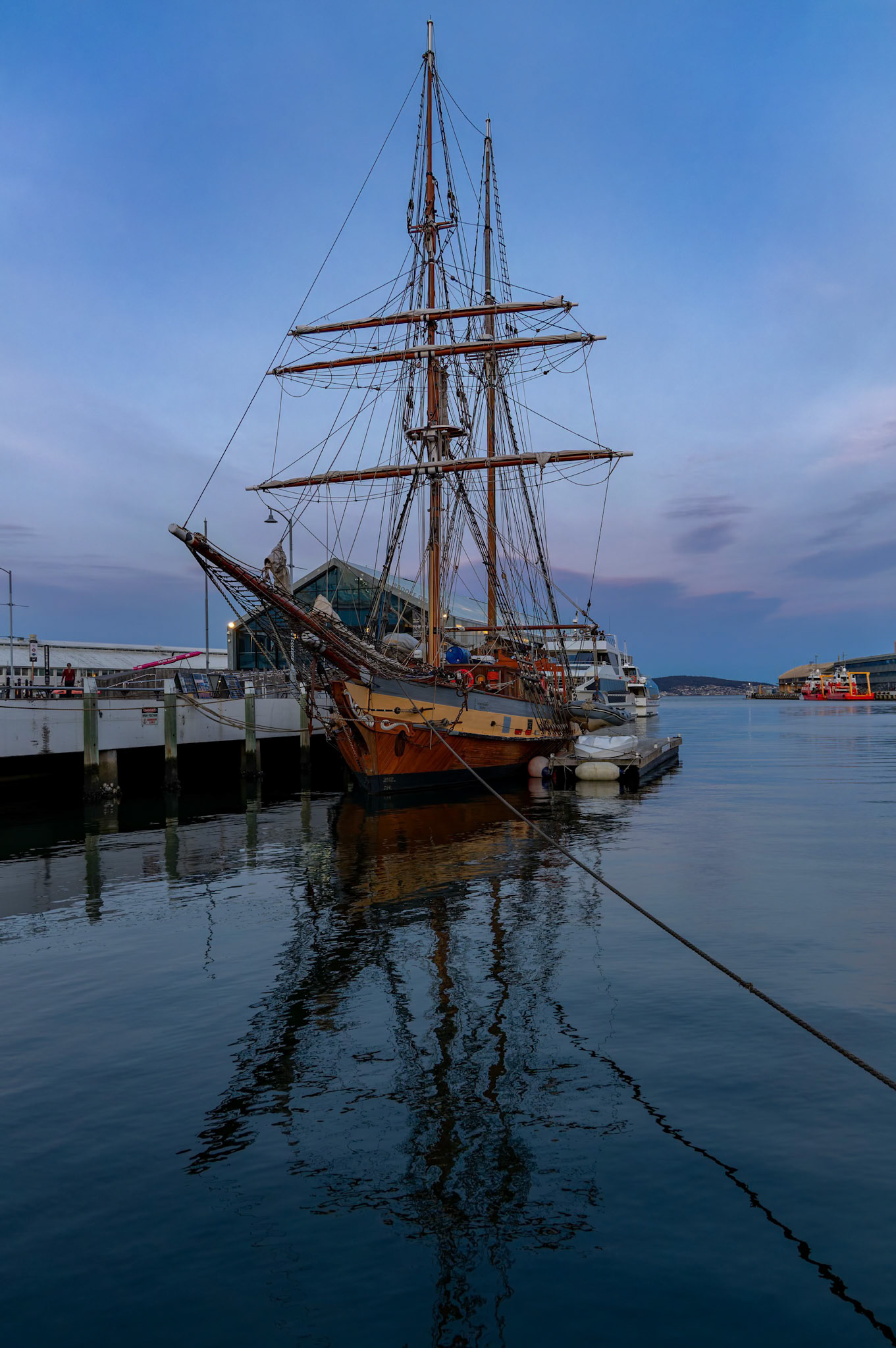 Windeward Bound docked in Elizabeth Street Pier, Hobart in Tasmania, Australia