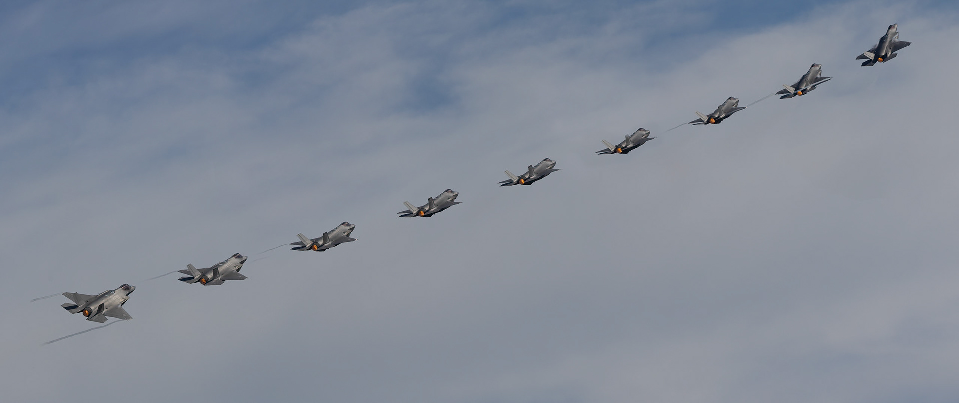 Lockheed Martin F-35A Lightning II under the control of Flight Lt Ross Bunga Bowman from the Royal Australian Air Force on display at the Shellharbour Airport, during the Airshows Downunder Shellharbour, New South Wales, Australia.