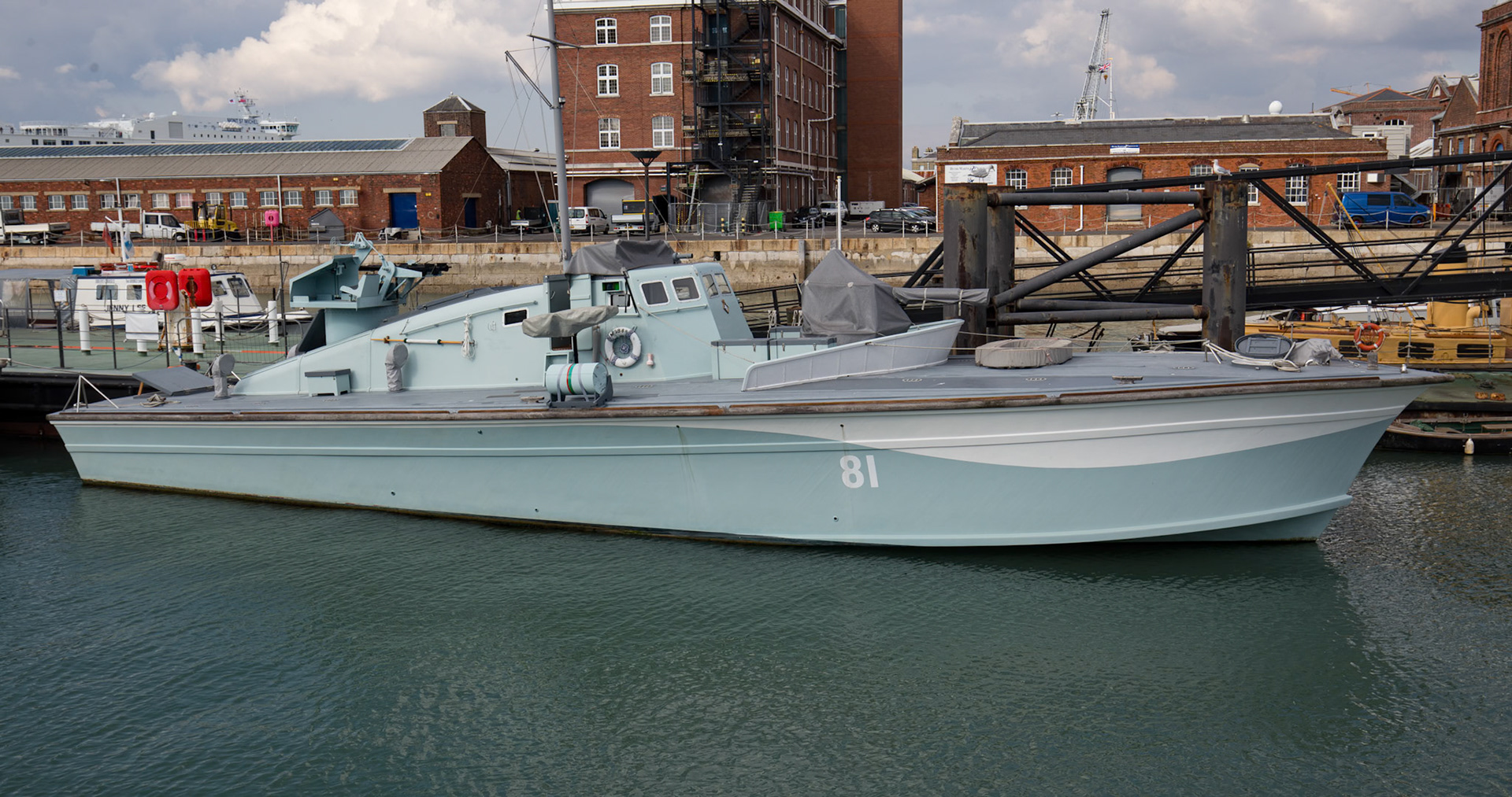 MGB 81, a fully restored and operational Royal Navy Motor Gun Boat from the Second World War at Portsmouth Historic Dockyard in Portsmouth, England
