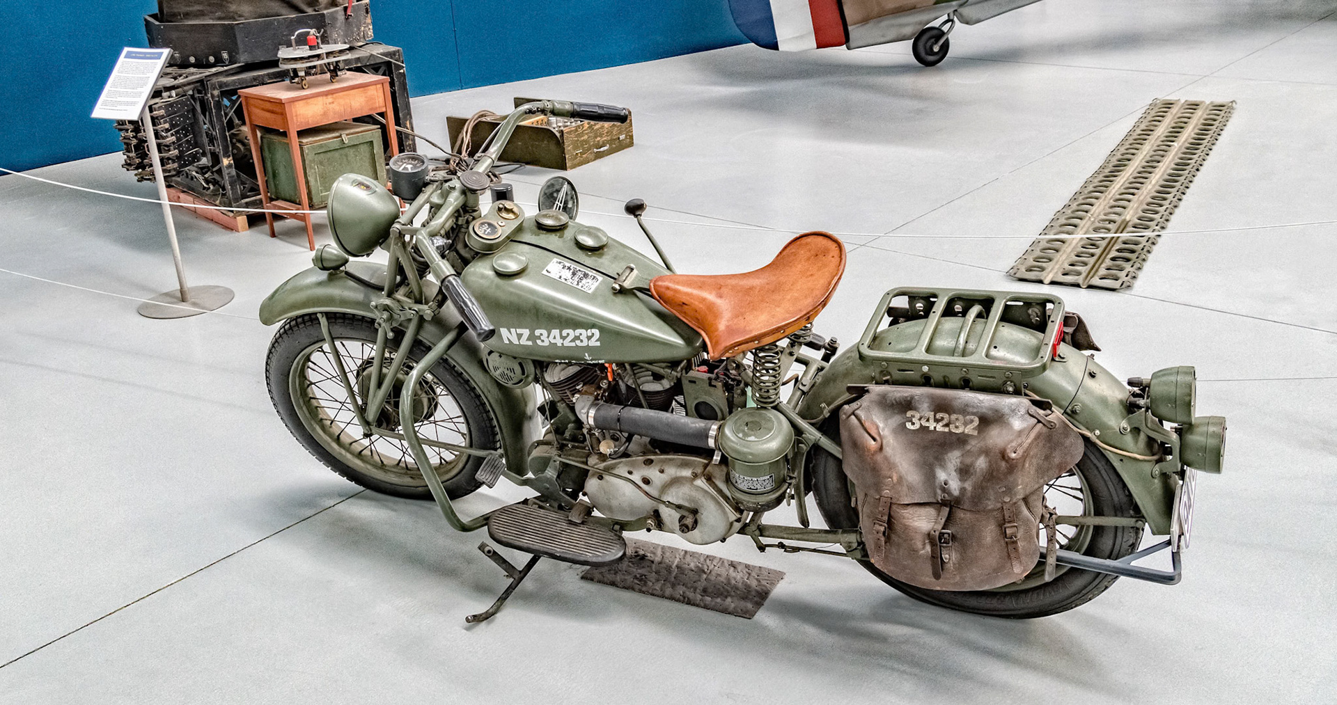 Military Motorcycle on display at Warbirds and Wheels in Wanaka, New Zealand