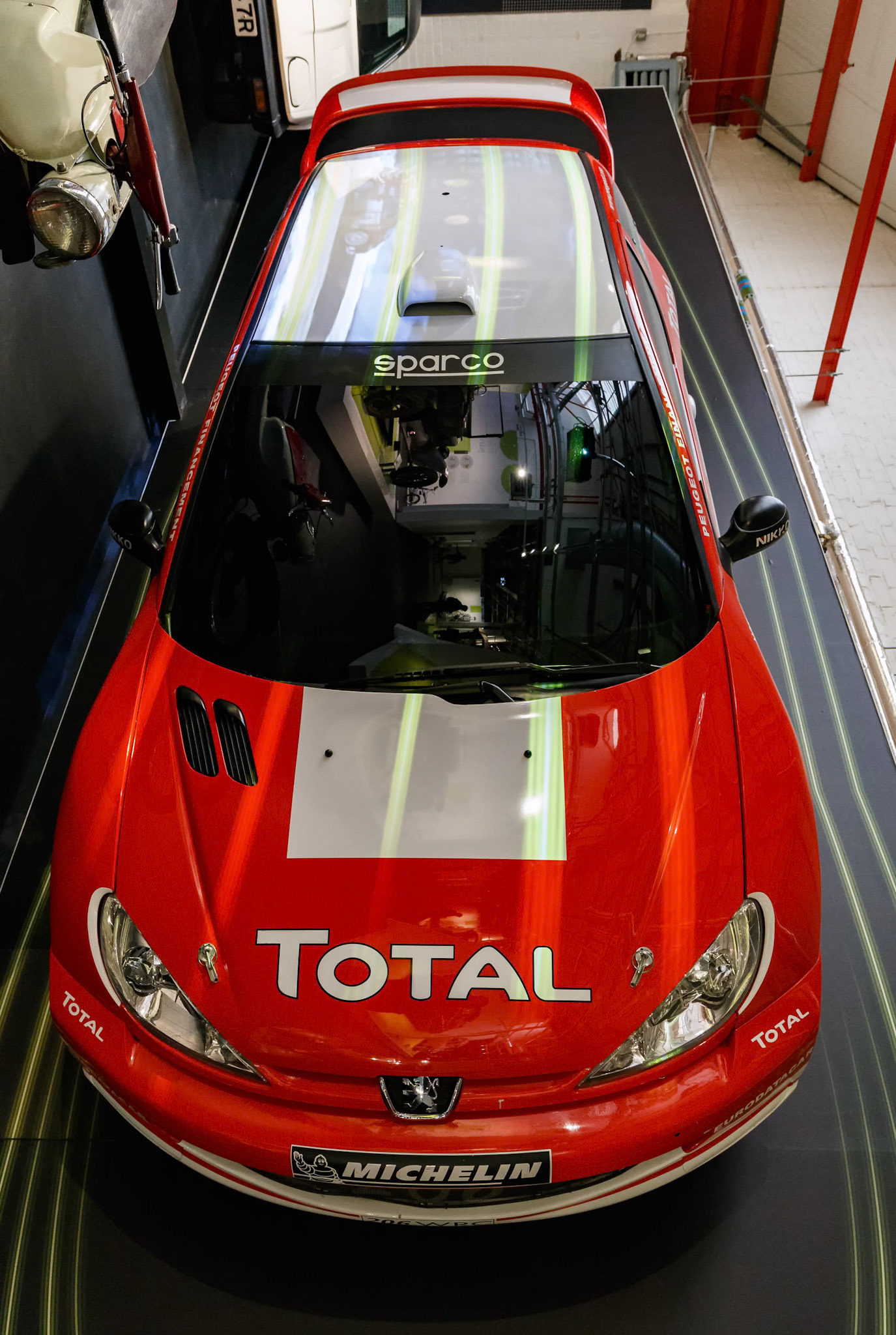 1999 Peugeot 206 WRC Body Shell at the Coventry Transport Museum in Coventry, England