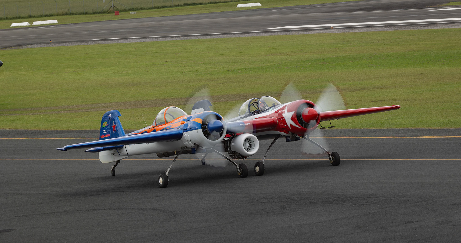 Jeff Boerboon flying the Yak 110 on display at the Shellharbour Airport, during the Airshows Downunder Shellharbour, New South Wales, Australia.