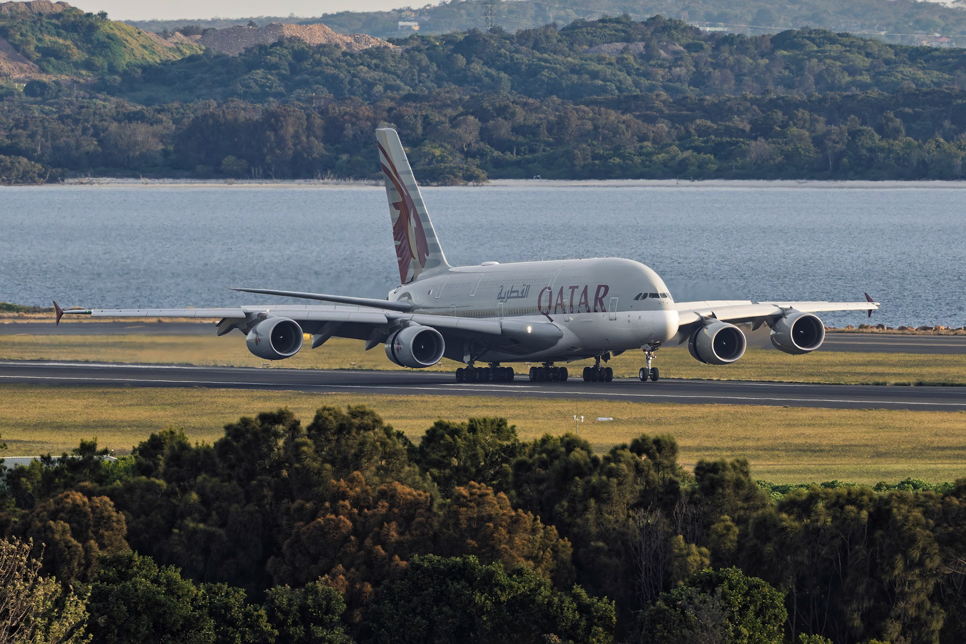 Qatar Airways Airbus A380-861 [A7-APF] Arriving from Doha from the P3 Carpark, Sydney Airport, Australia