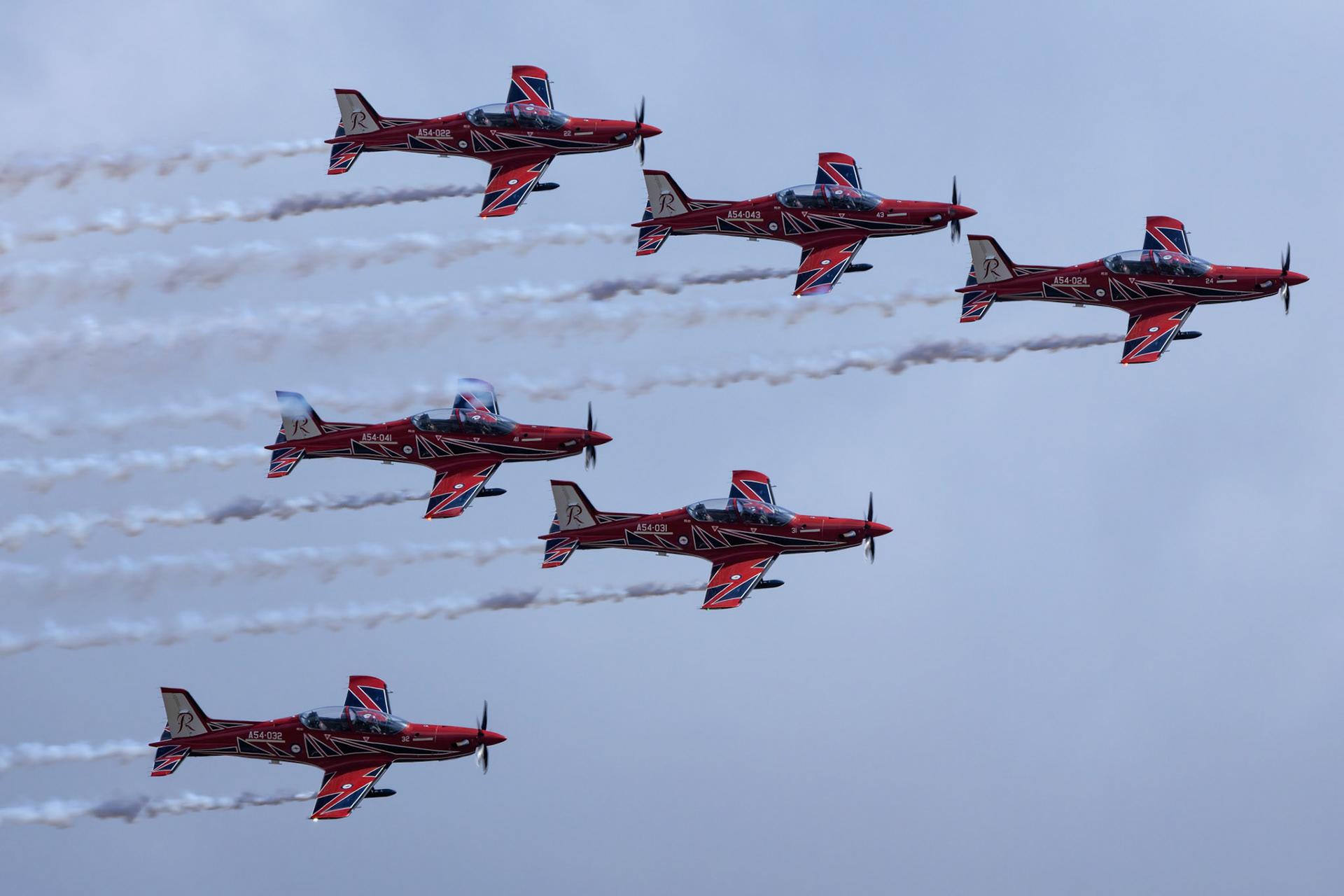 RAAF Roulettes in the Pilatus PC-21 on display at the Avalon Airshow in Victoria, Australia
