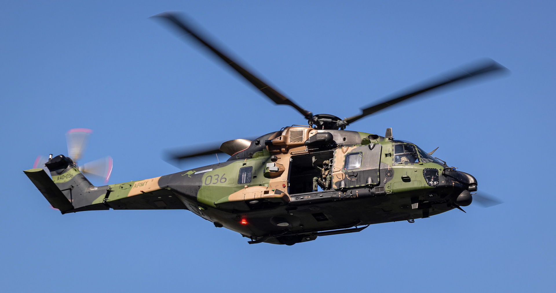 Army’s MRH90 helicopter based from RAAF Amberley conducting rehearsal flyovers of Brisbane CBD in support of Sunsuper Riverfire, Australia