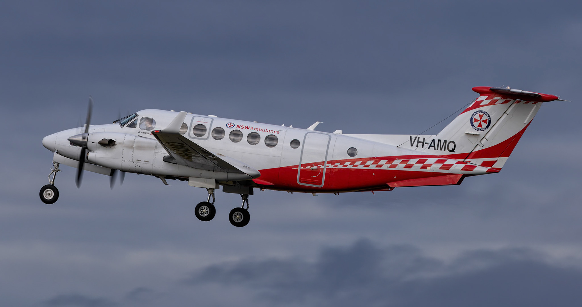 Australia - NSW Ambulance Beech King Air 350C [VH-AMQ] Departing to Bathurst from the Sheps Mound, Sydney Airport, Australia