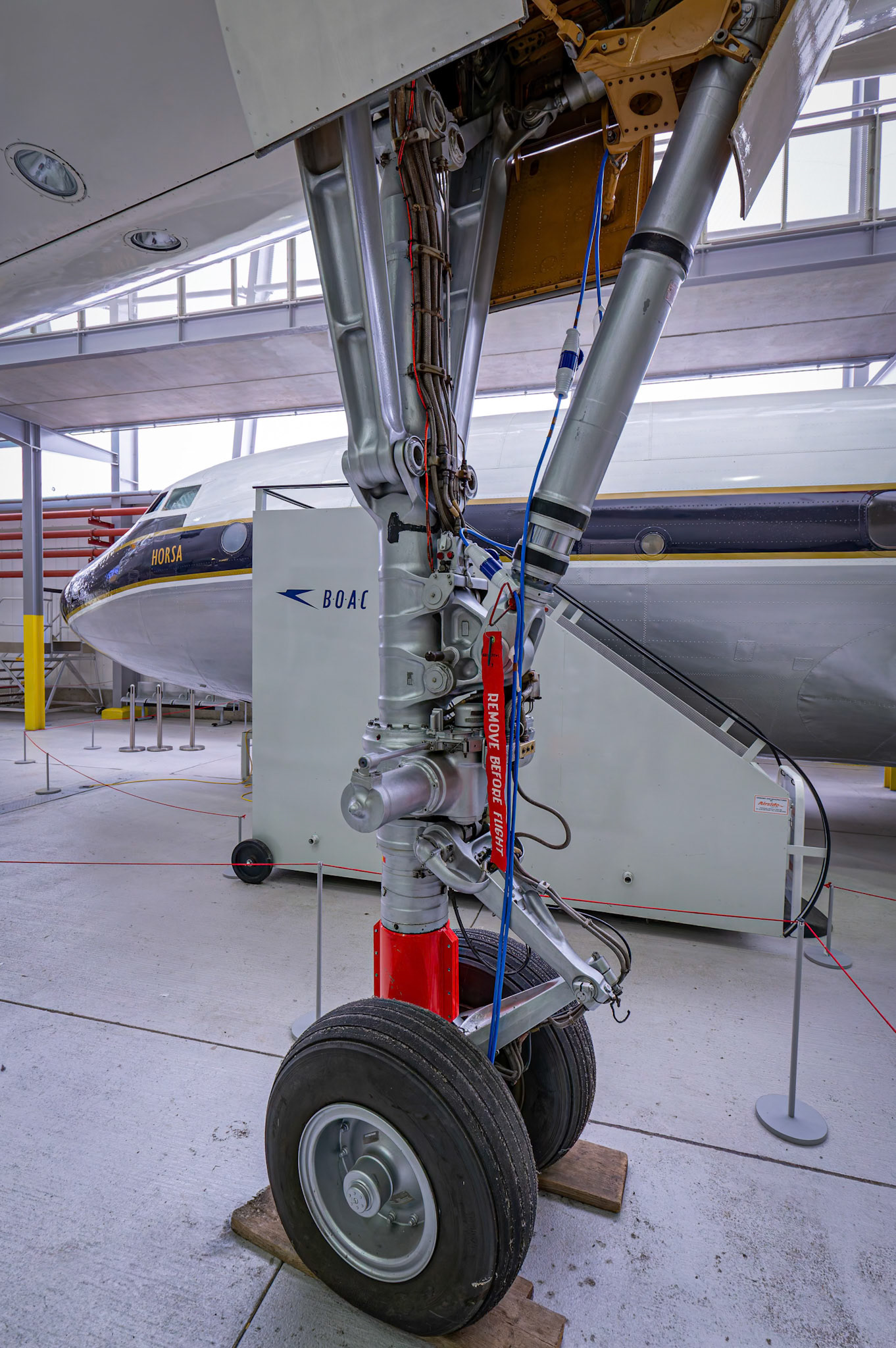 BAC Aerospatiale Concorde 101 on display at the Duxford Imperial War Museum in Cambridge, United Kingdom