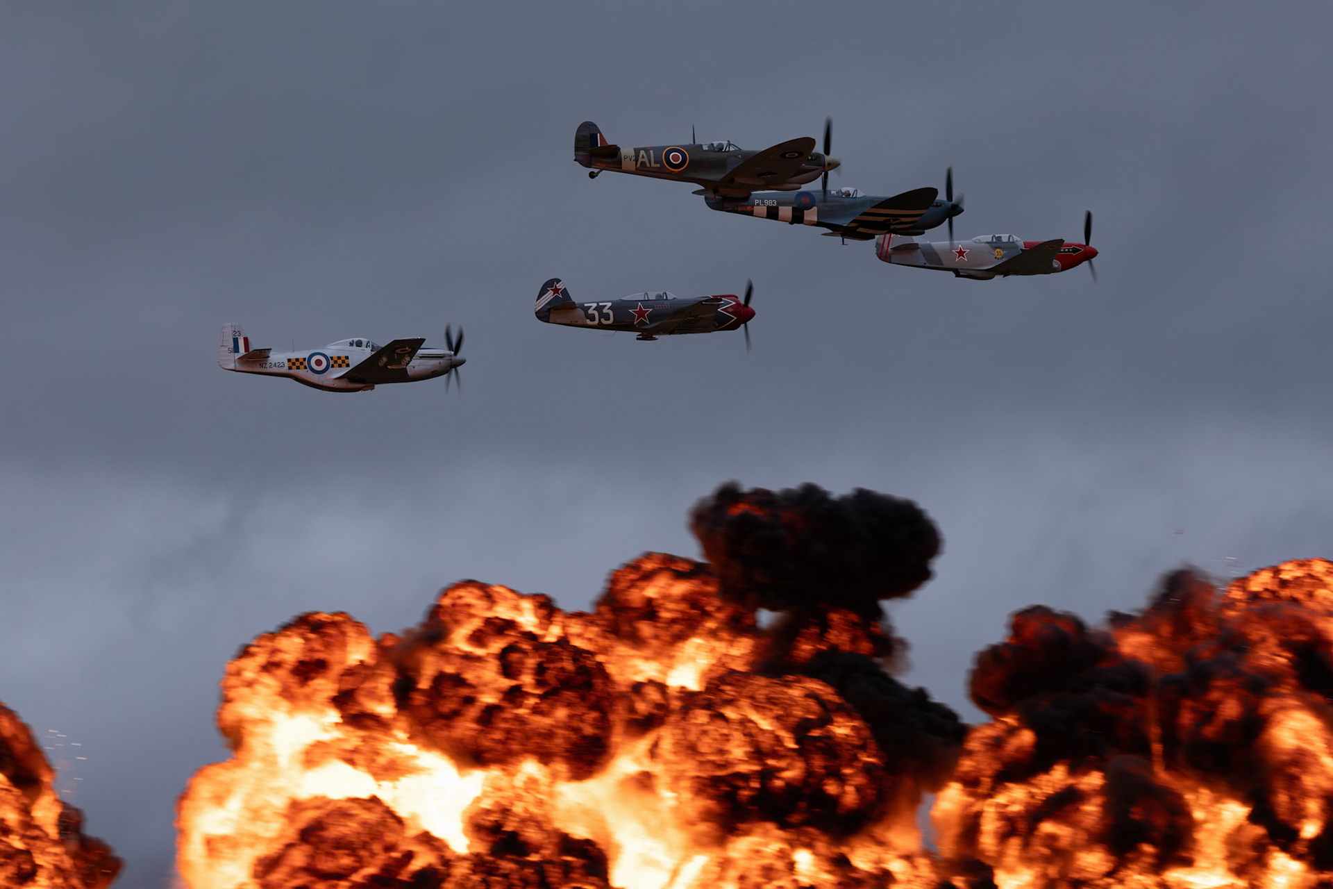 Mass Flypast on display at Warbirds over Wanaka, New Zealand