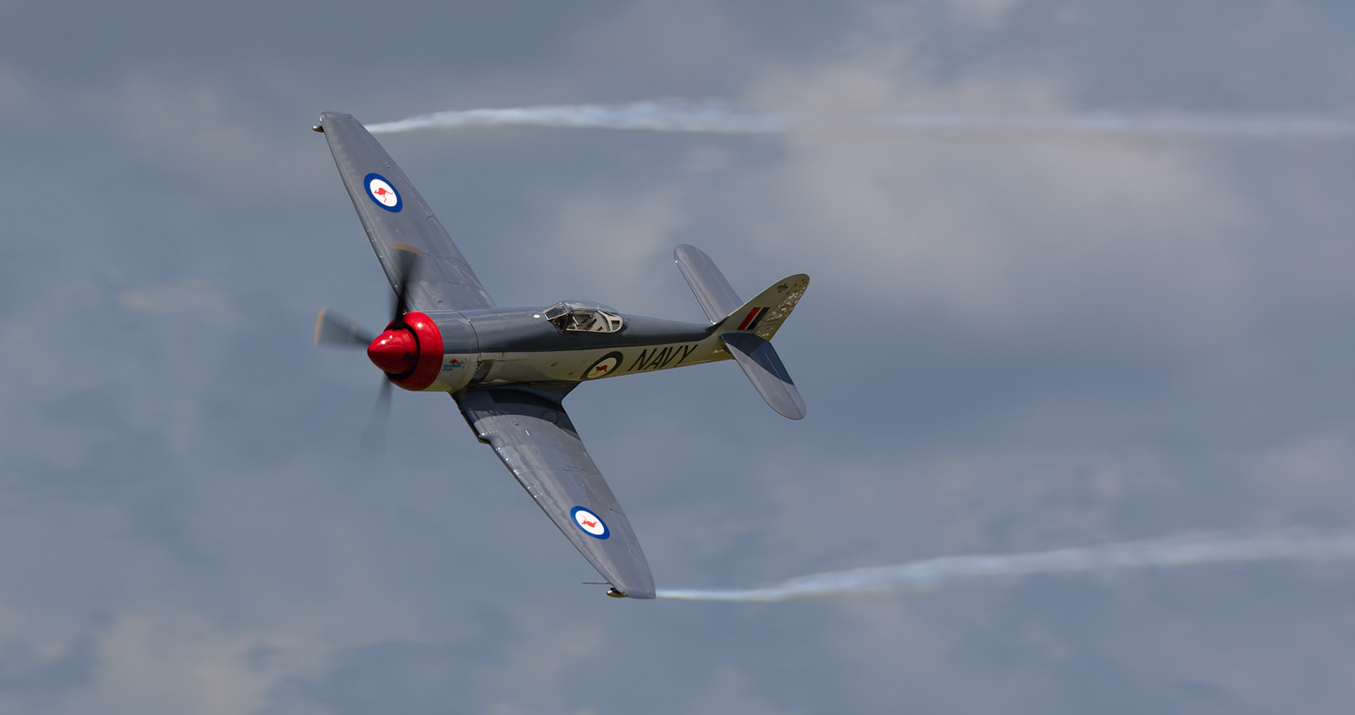 Paul Bennet in the Hawker Sea Fury Mark II [VH-HPB] at the Barrington Coast Airshow in Taree, New South Wales, Australia. 9th of November, 2024
