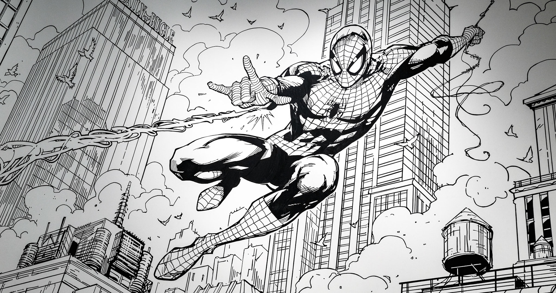 Spiderman artwork display at GOMA for the Marvel Exhibition, Brisbane