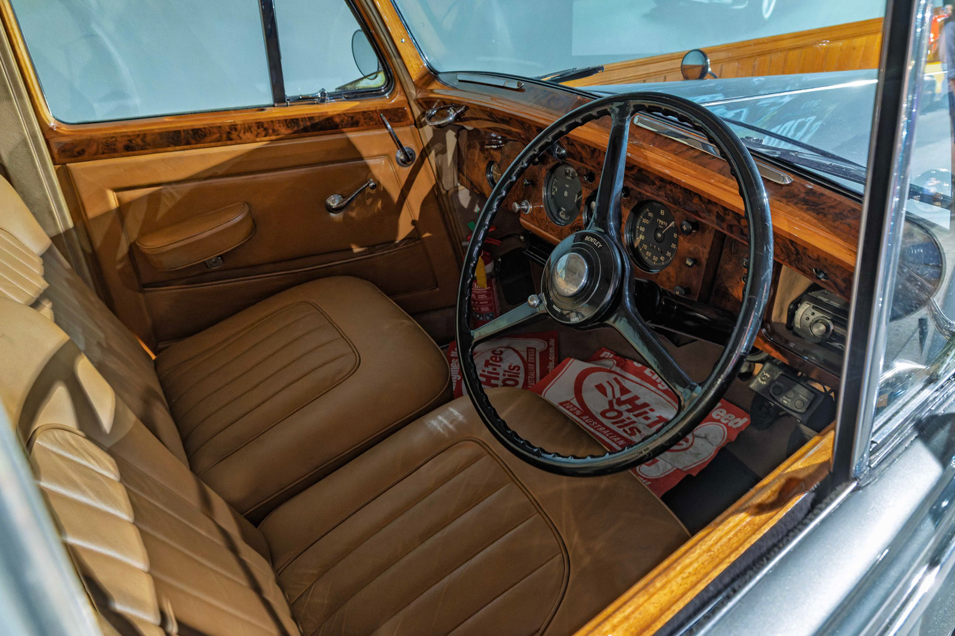 Interior of a 1952 Bentley R Type at Brisbane Motor Museum, Australia