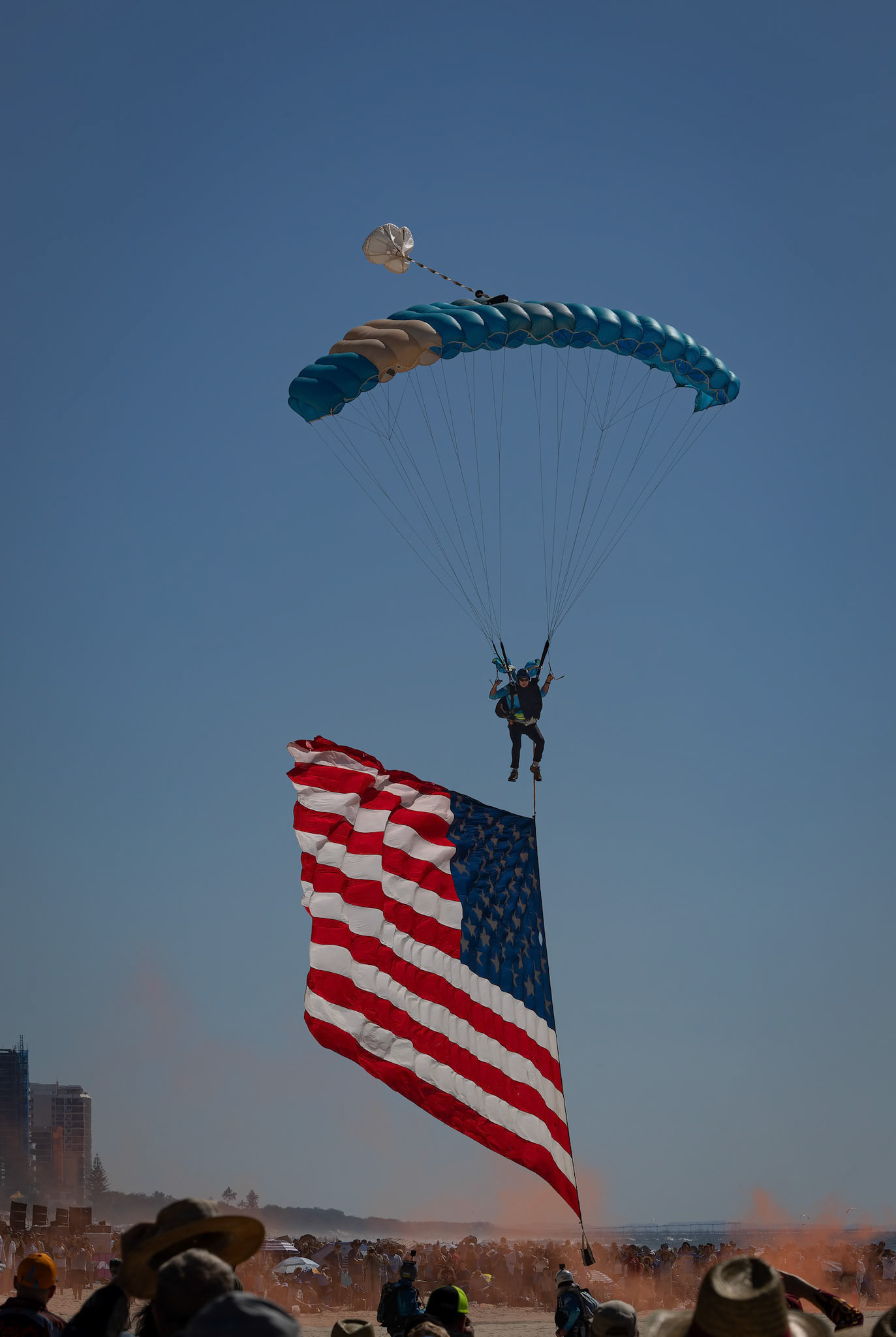 Gold Coast Skydive with the Anthem and Flag Jump on Display at the Pacific Airshow on the Gold Coast, Australia
