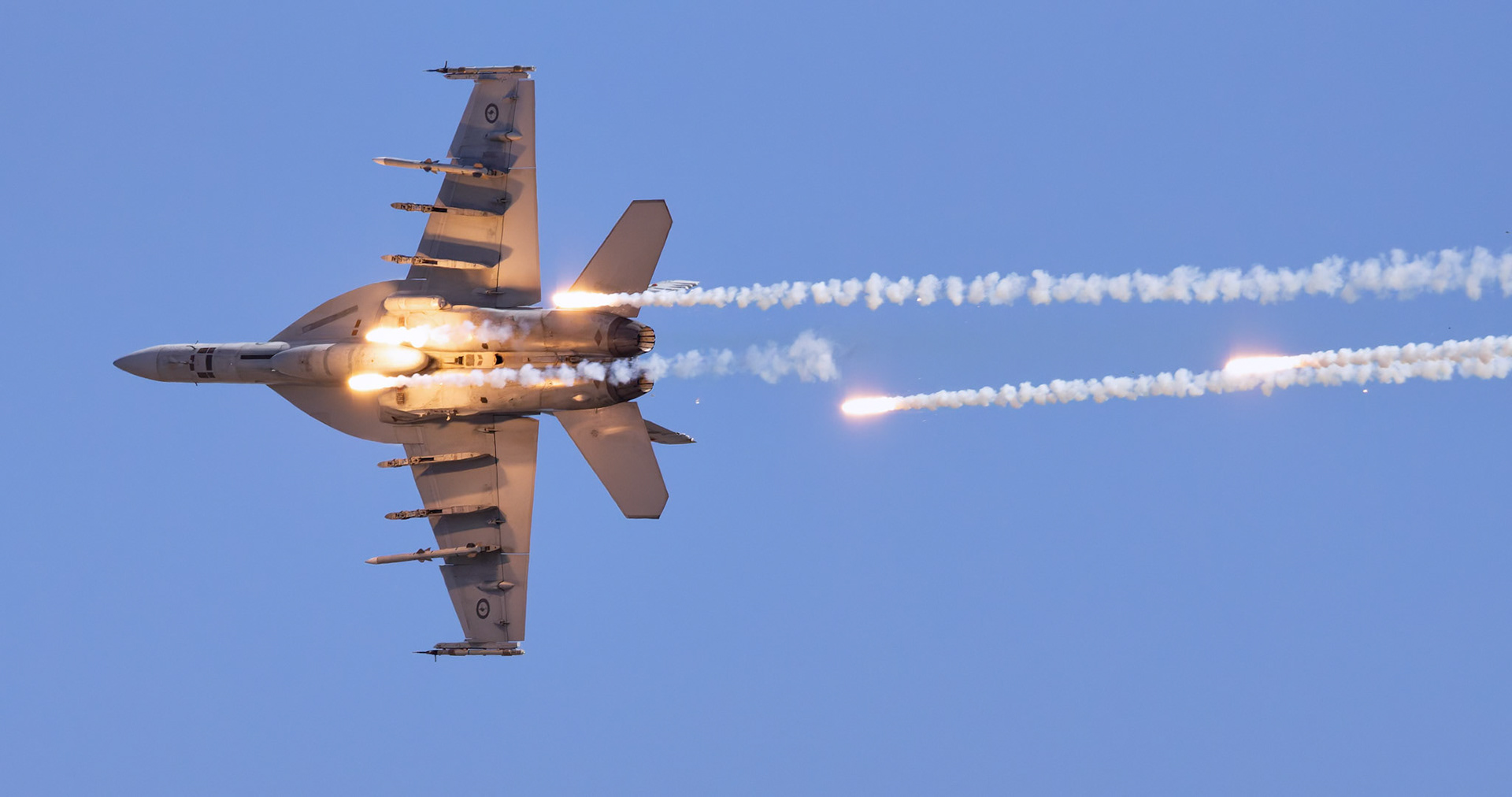 RAAF FA-18F Super Hornet on display at the Avalon Airshow in Victoria, Australia