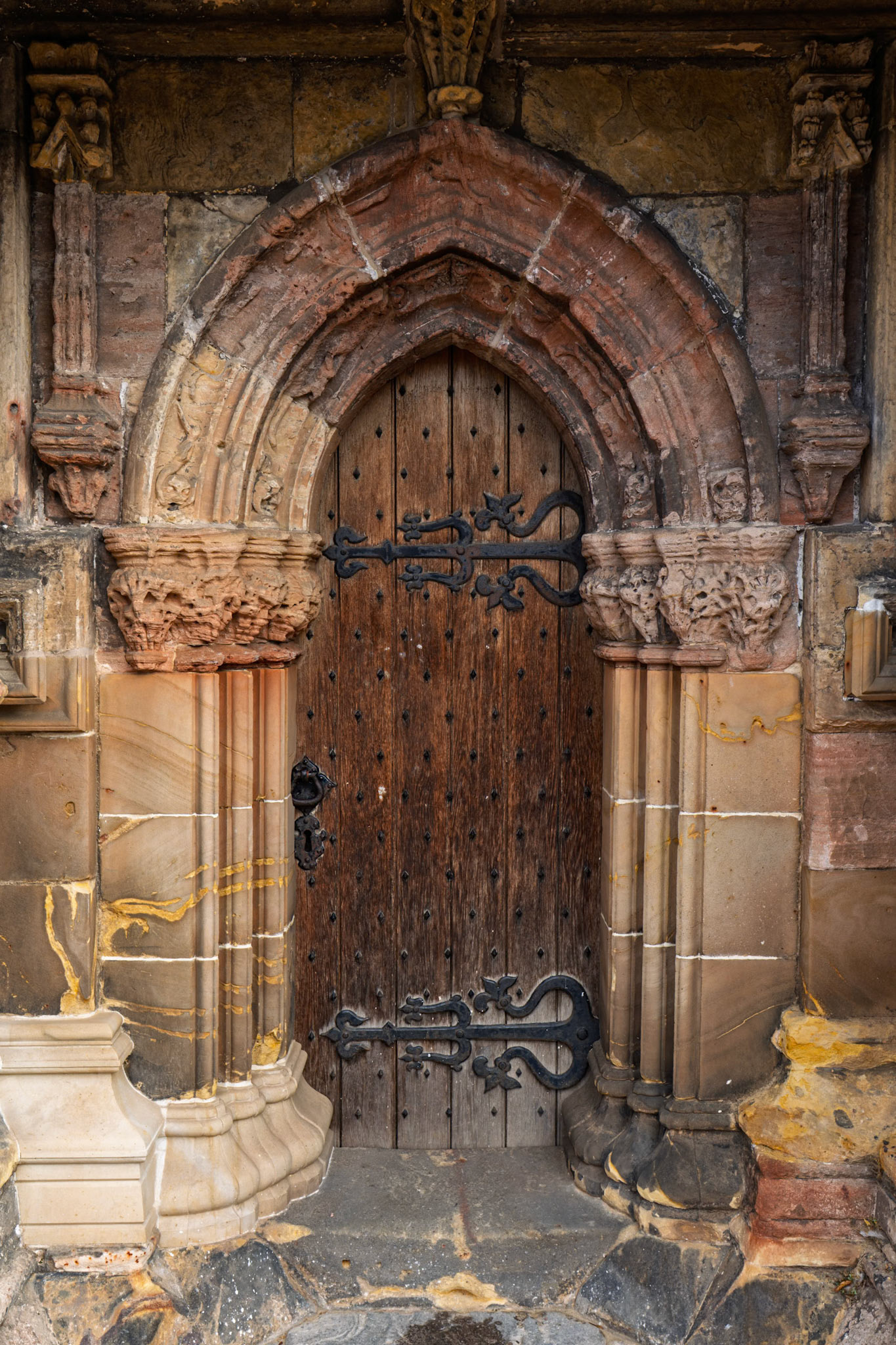 Outside the Rosslyn Chapel in Roslin, Scotland, United Kingdom
