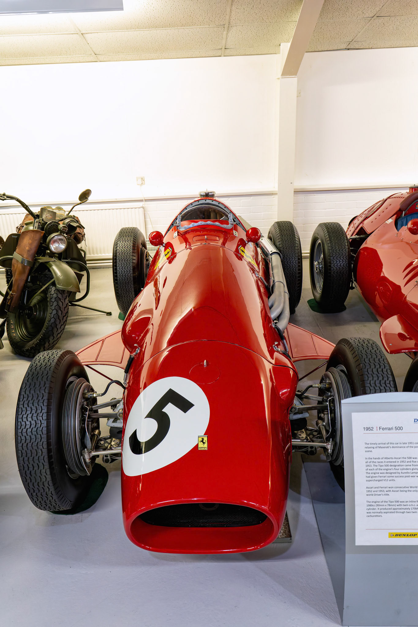 1952 Ferrari 500 on display at Donington Park Museum, England