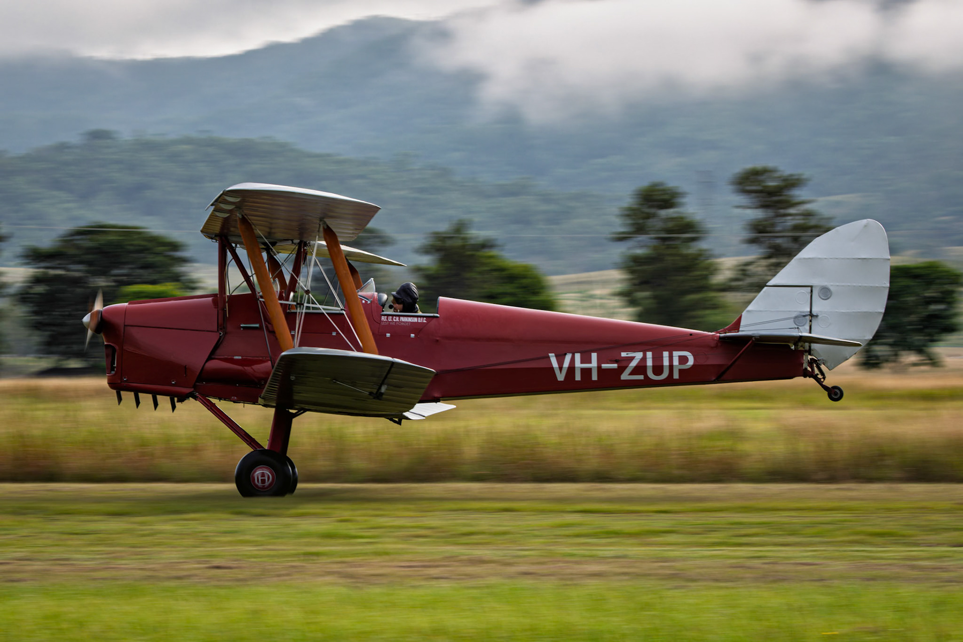 De Havilland DH-82 Tiger Moth [VH-ZUP] at the breakfast flyin at Watts Bridge Memorial Airfield in Cressbrook, Australia