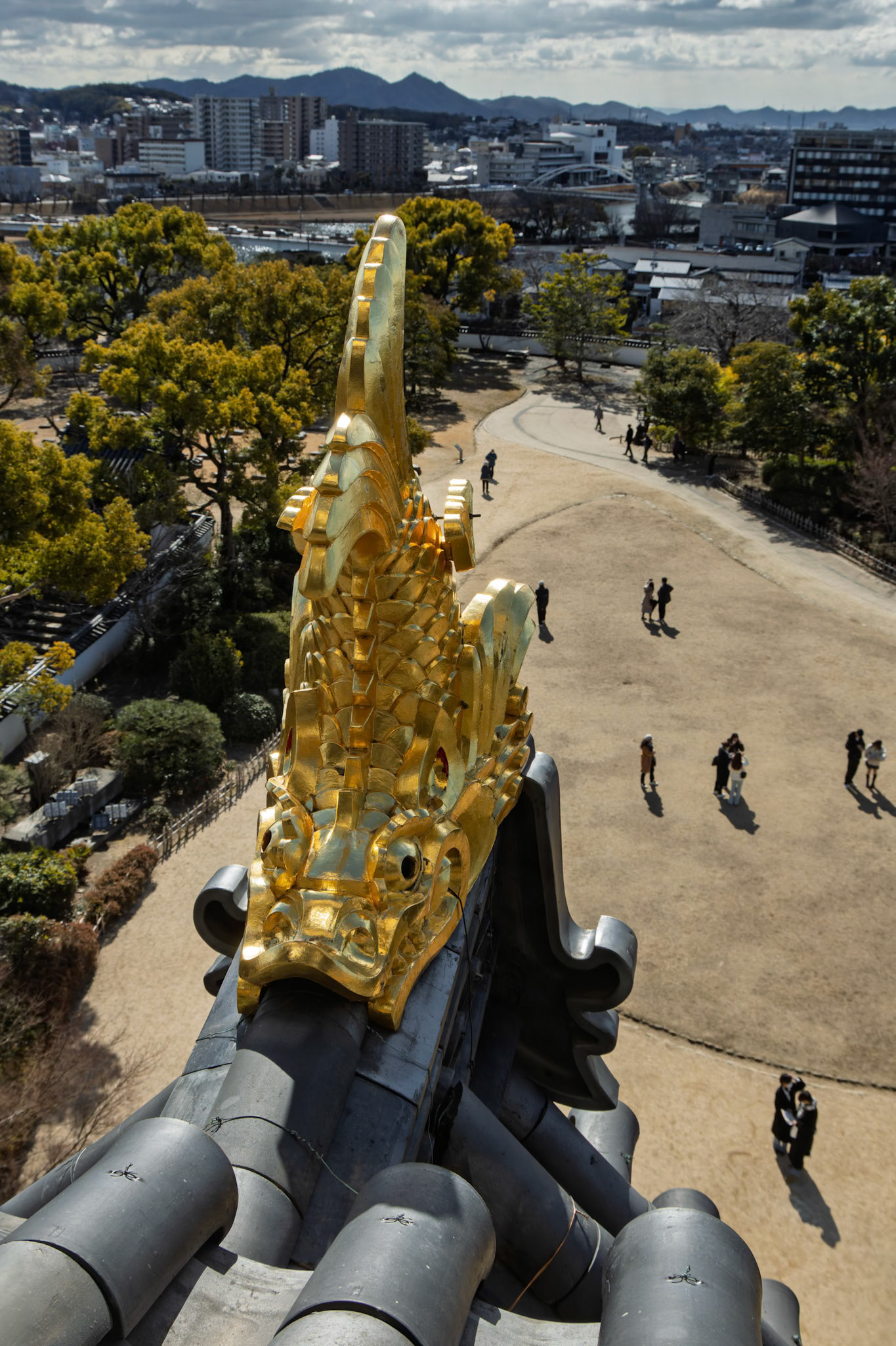 The view from inside Okayama Castle in the Kita Ward, Okayama, Japan