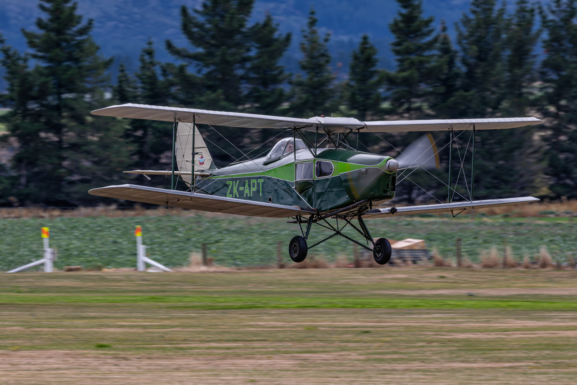 De Havilland DH-83C Fox Moth (Green) [ZK-APT] on display at Warbirds over Wanaka, New Zealand