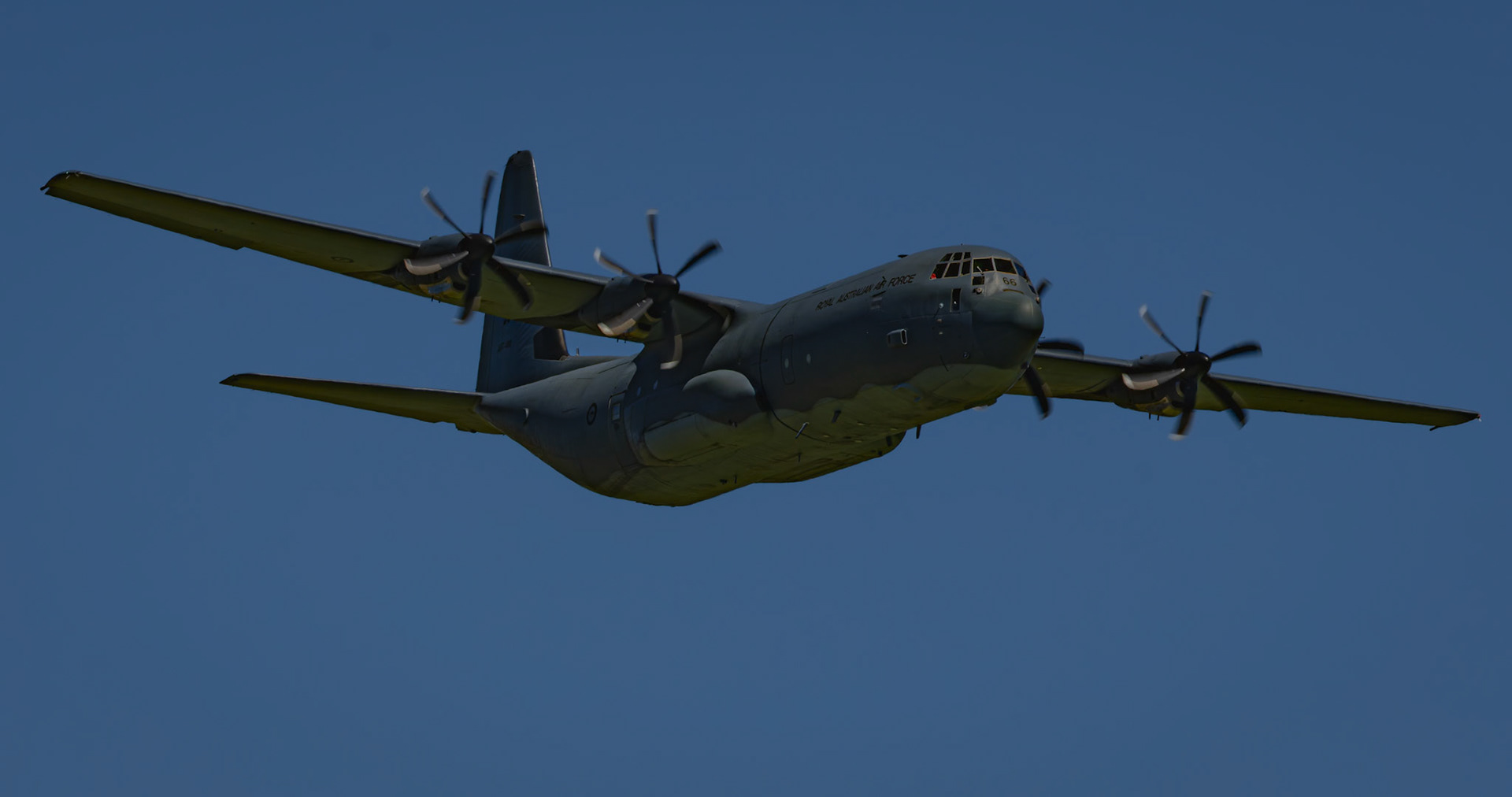 Lockheed Martin C-130J Hercules from the Royal Australian Air Force on display at the Shellharbour Airport, during the Airshows Downunder Shellharbour, New South Wales, Australia.