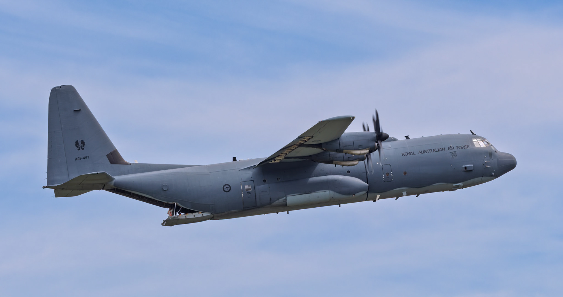 Royal Australian Air Force Lockheed Martin C-130J-30 Super Hercules [A97-467] on display at the Richmond Airshow in New South Wales, Australia
