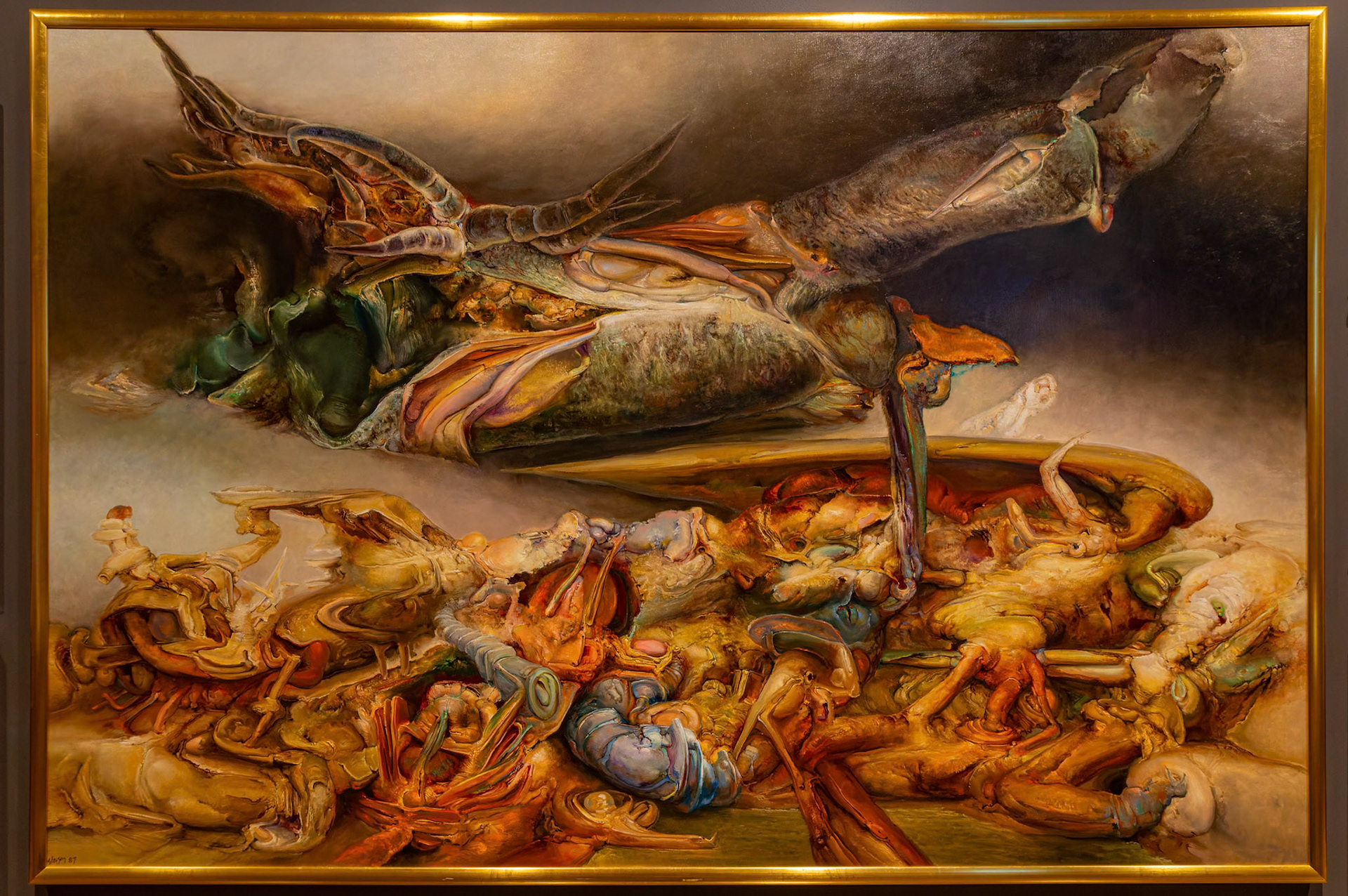 'Nest of Premonitions'' by James Gleeson (1987) on display at Tasmanian Museum and Art Gallery in Hobart, Tasmania, Australia