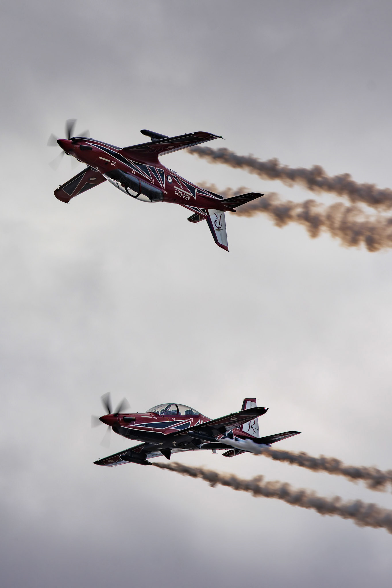RAAF Roulettes in the Pilatus PC-21 on display at the Avalon Airshow in Victoria, Australia