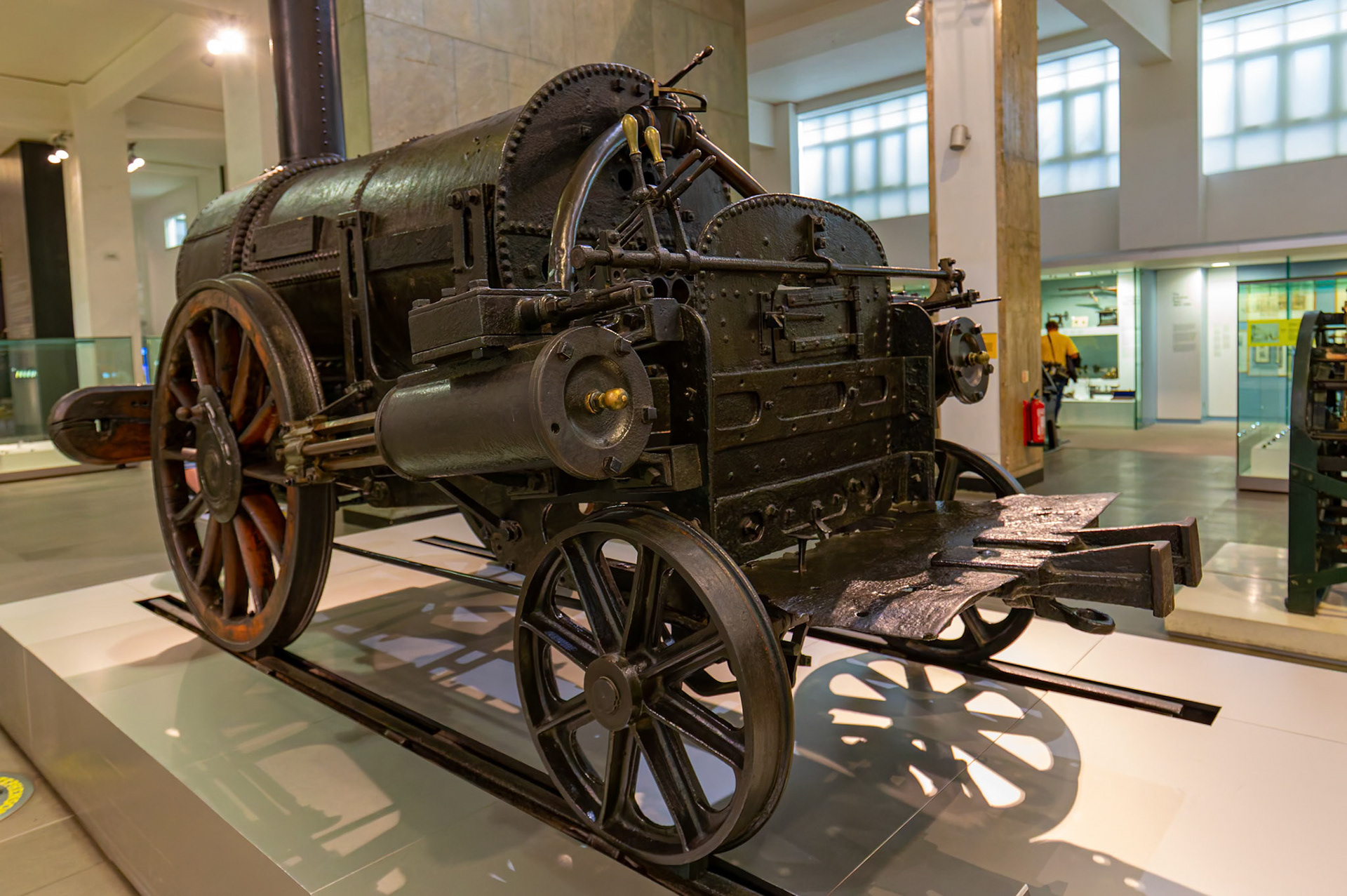 Steam train on display in the Science Museum, London