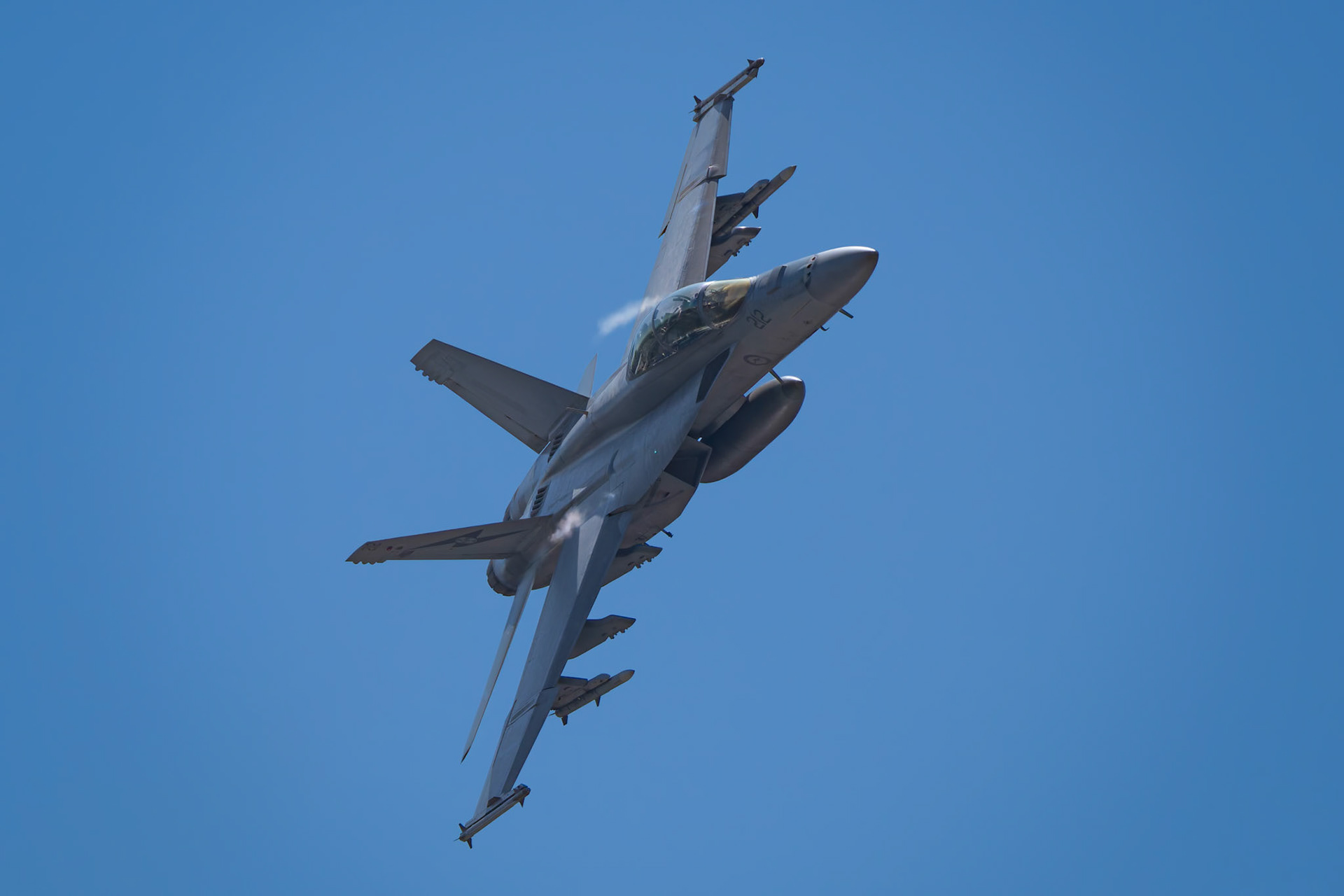 RAAF FA-18F Super Hornet on display for the 2024 Riverfire Rehearsals, Australia