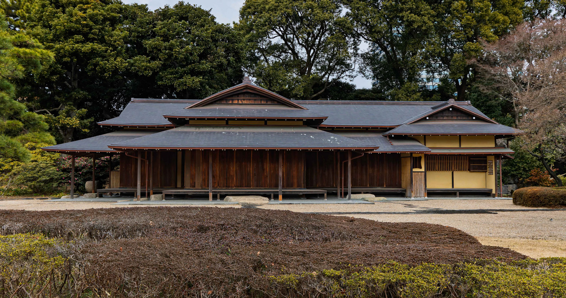 Small building in the Imperial Palace gardens in Tokyo, Japan