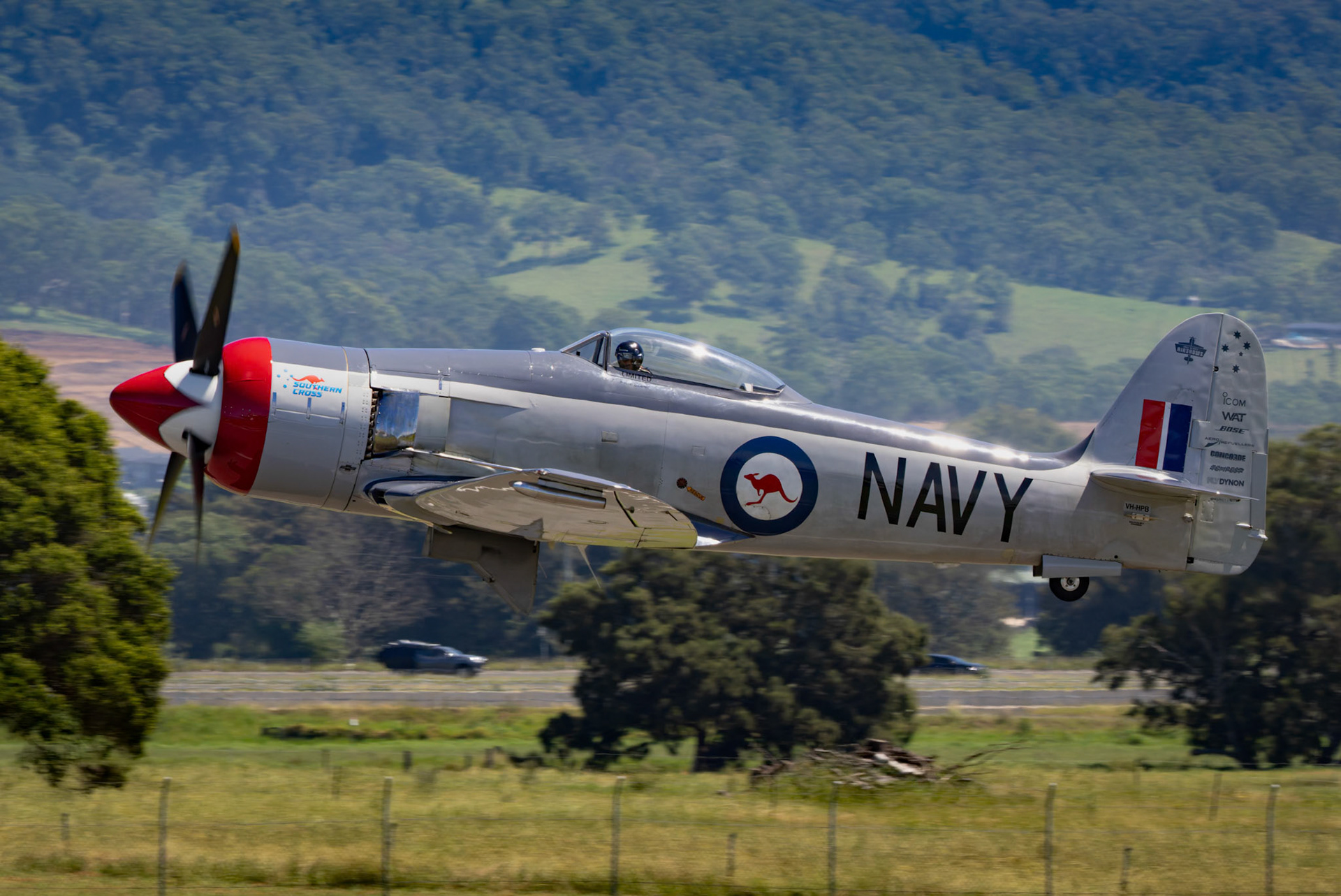 Hawker Sea Fury from Paul Bennet Airshows on display at the Shellharbour Airport, during the Airshows Downunder Shellharbour, New South Wales, Australia.