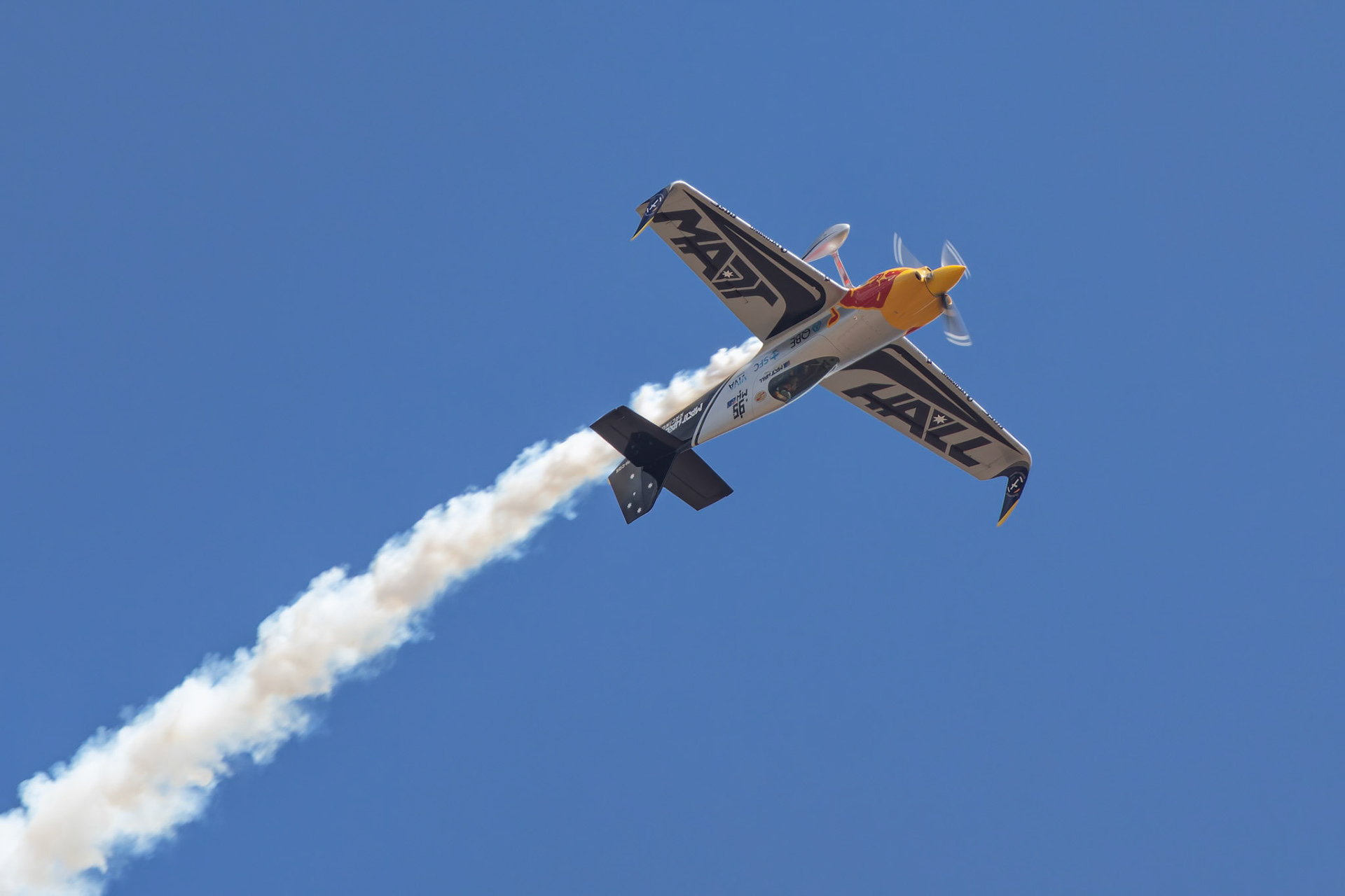 Matt Hall from Matt Hall Racing during a solo demostration at the Avalon Airshow in Victoria, Australia