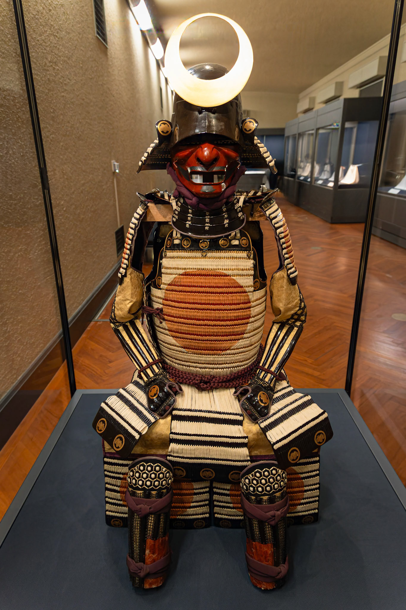 Armor (Gusoku) with a Domaru Cuirass and White Lacing from the Edo Period 17th Century on display at the Tokyo National Museum in Tokyo, Japan