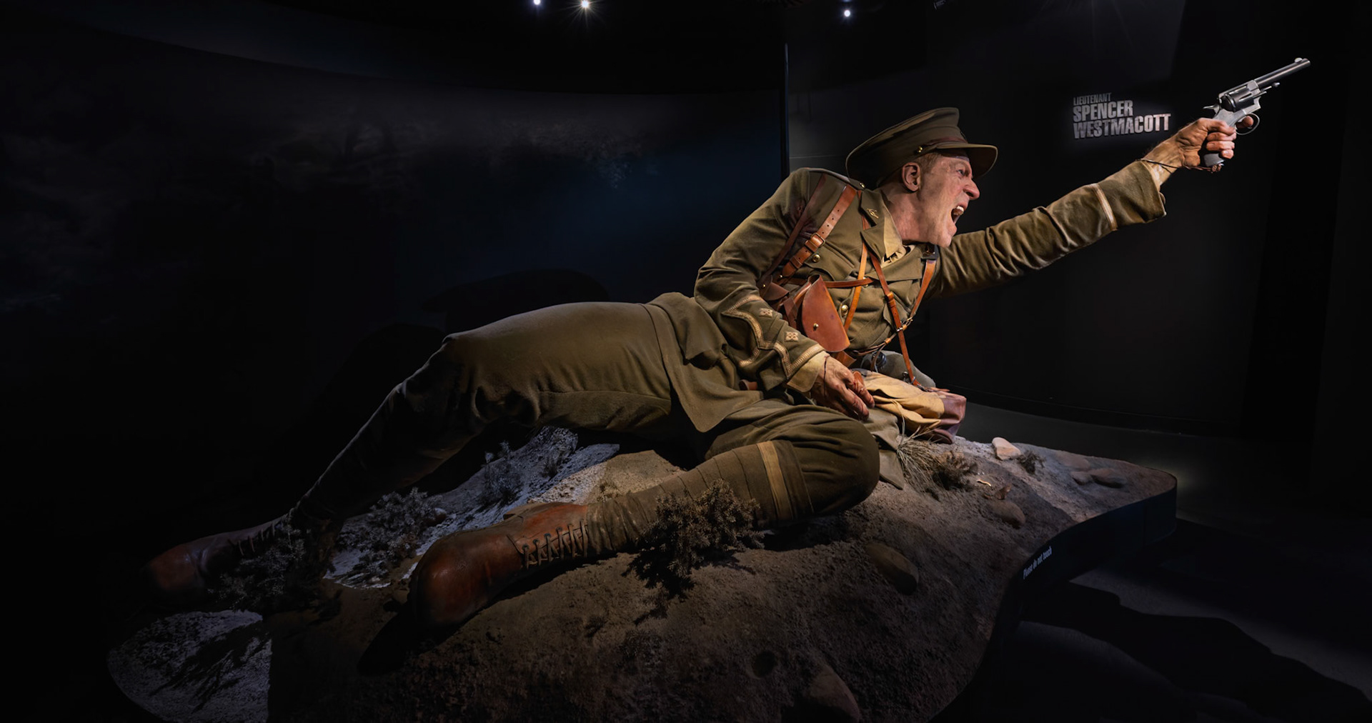 The 'Lieutenant Spencer West Macott' display at the Gallipoli the Scale of Our War exhibit at Museum of New Zealand Te Papa Tongarewa in Wellington, New Zealand