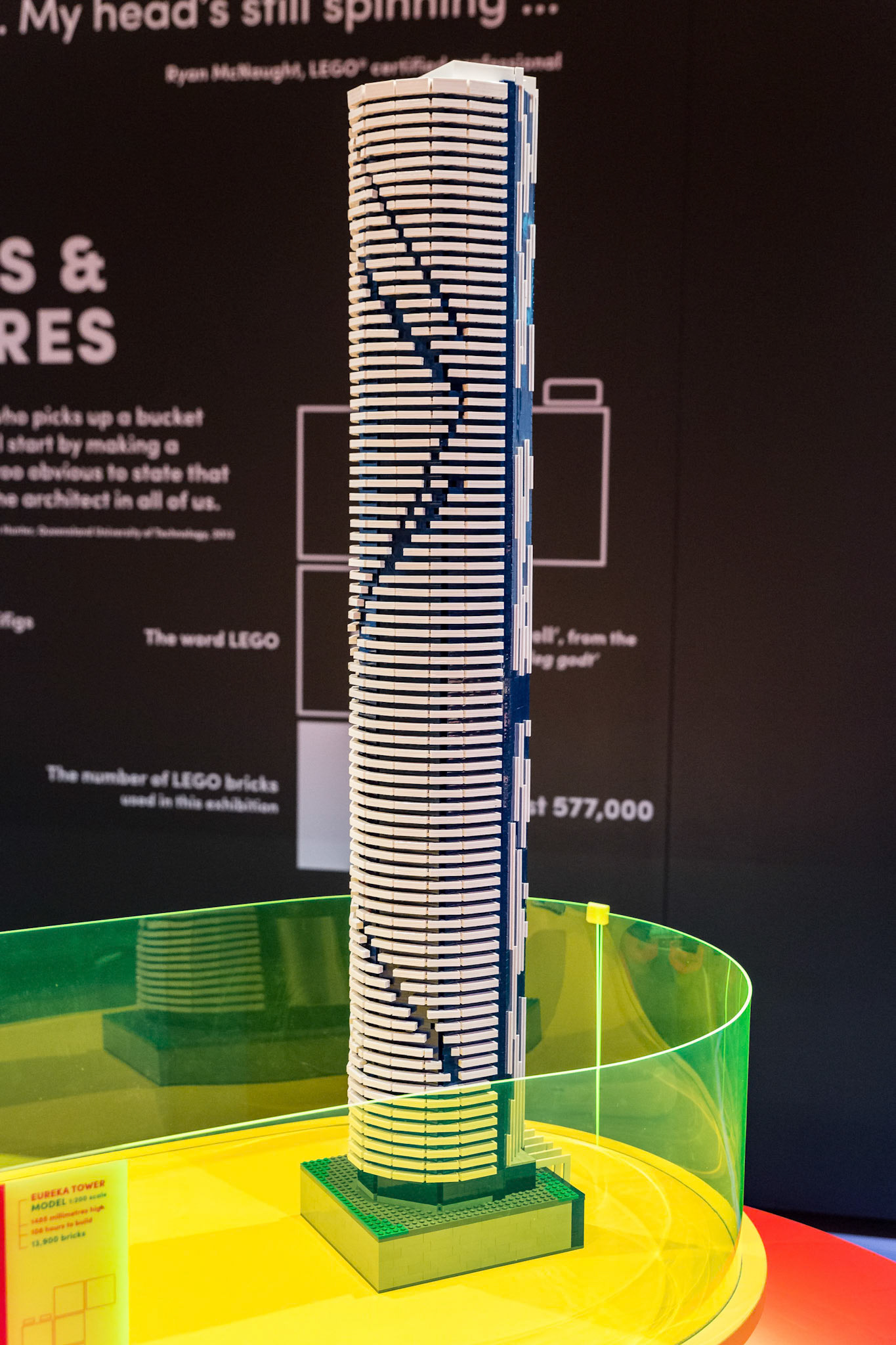 Infinity Tower at the Lego Towers of Tomorrow at the National Museum of Australia in Canberra, Australia
