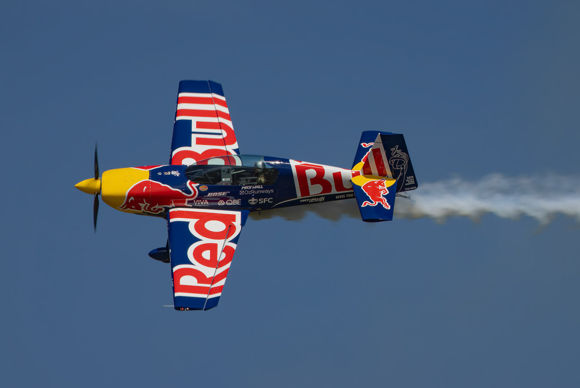 Emma McDonald in the Extra 300 from Matt Hall Racing on display at the Shellharbour Airport, during the Airshows Downunder Shellharbour, New South Wales, Australia.